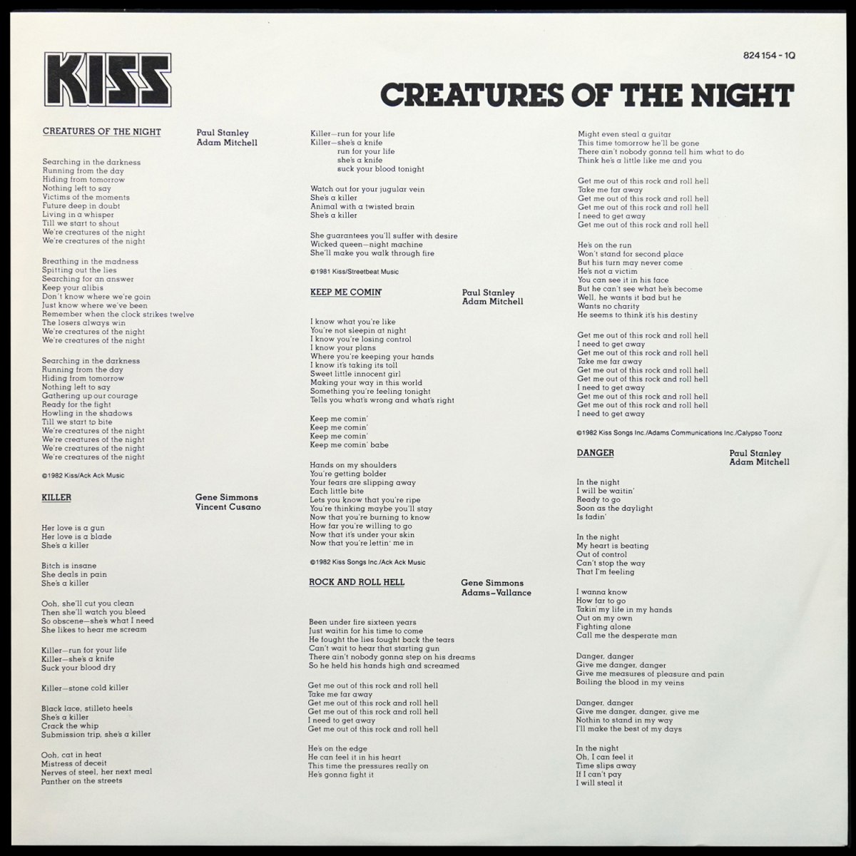 LP Kiss — Creatures Of The Night фото 5