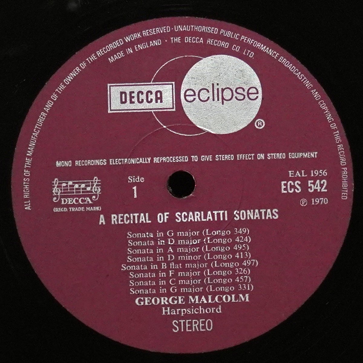 LP George Malcolm — Scarlatti: A Recital Of Scarlatti Sonatas фото 2