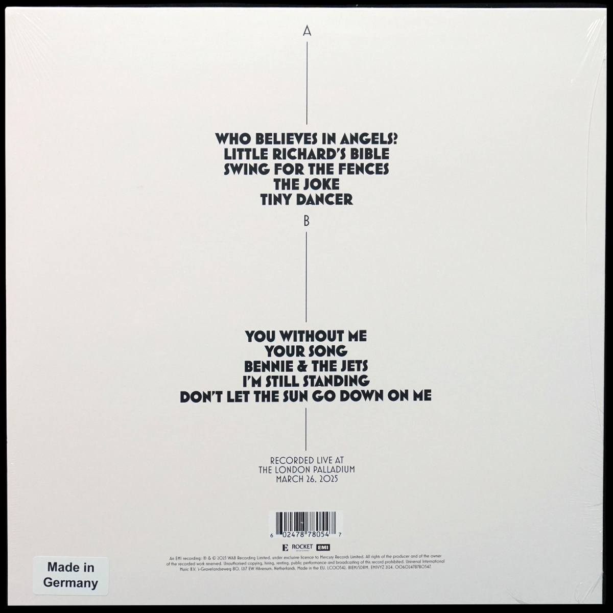 LP Elton John — Who Believes In Angels? Live At The London Palladium (+ постер) фото 2