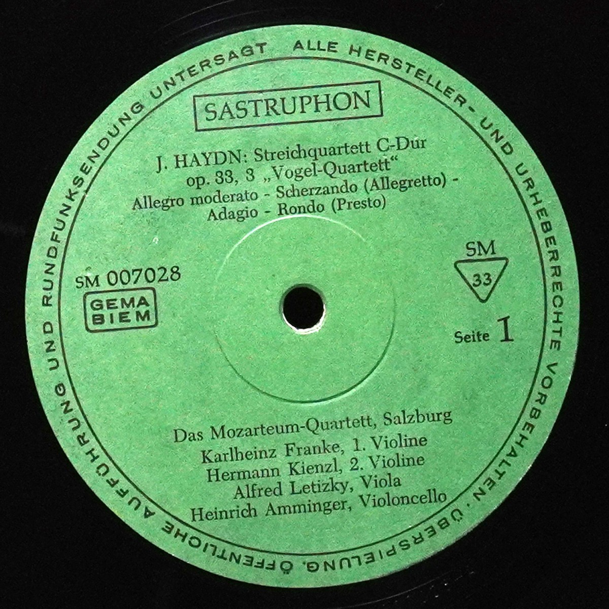 LP Mozarteum Quartett — Haydn / Mozart: Vogelquartett / Dissonanzenquarett фото 2