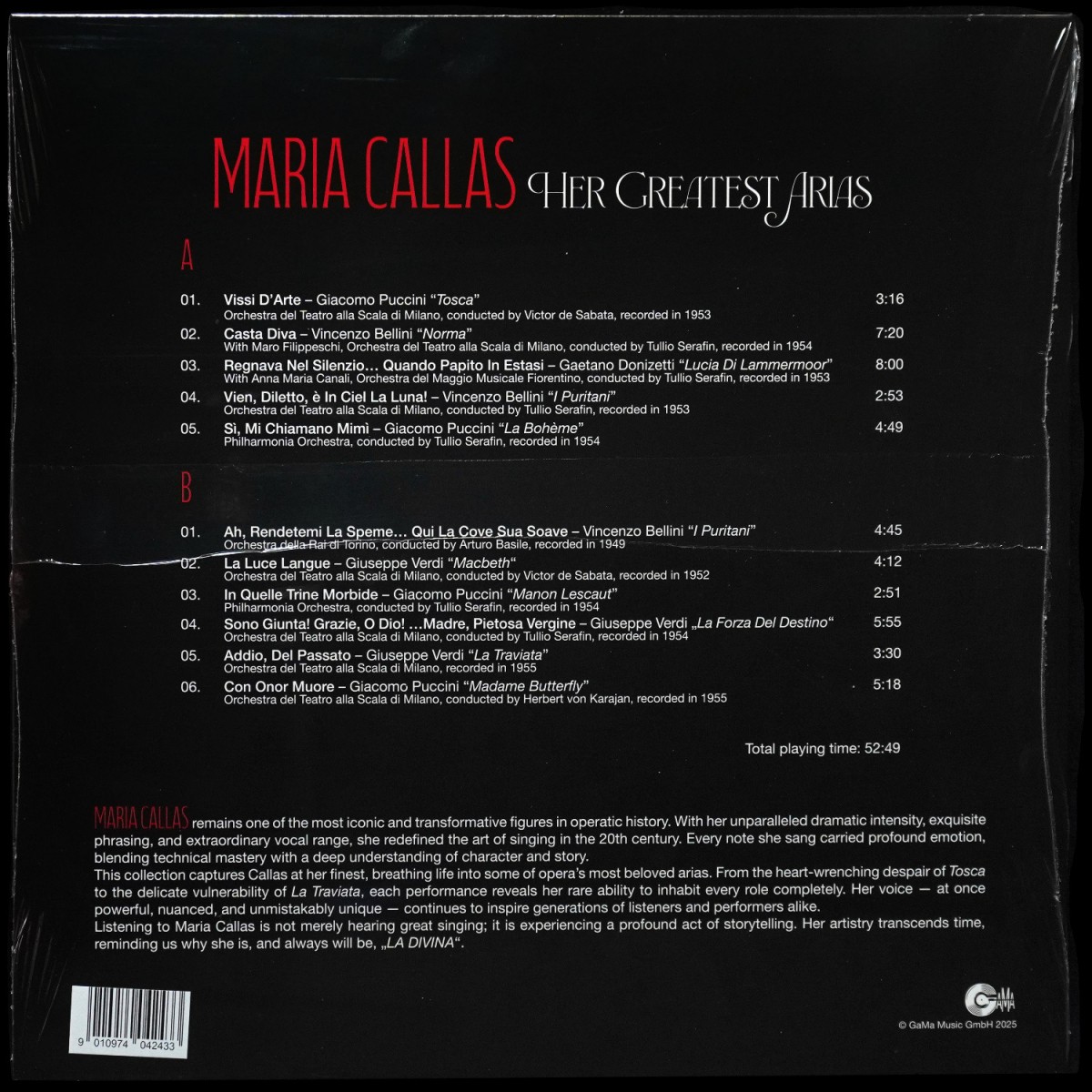 LP Maria Callas — Her Greatest Arias (красный винил) фото 2