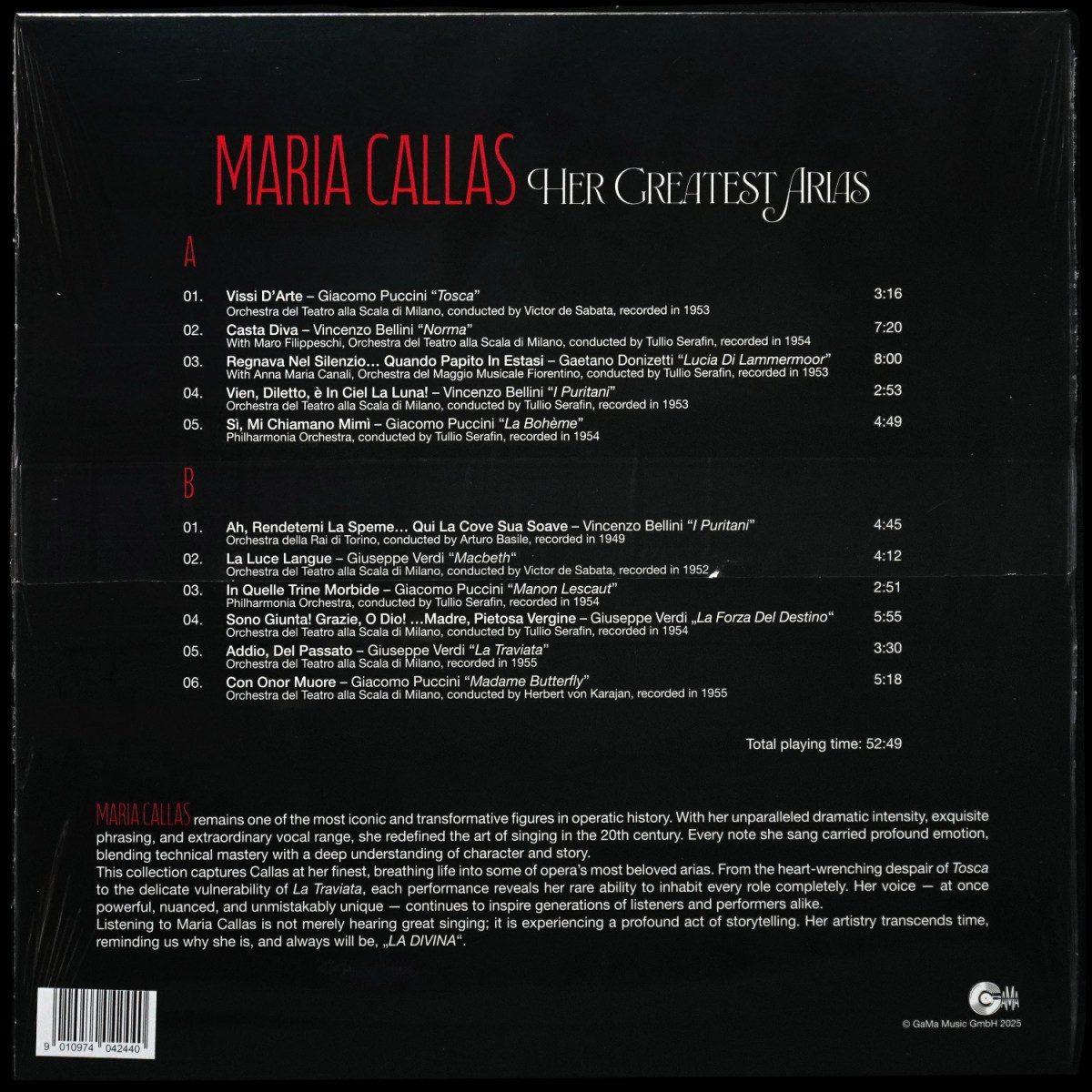 LP Maria Callas — Her Greatest Arias (прозрачный винил) фото 2
