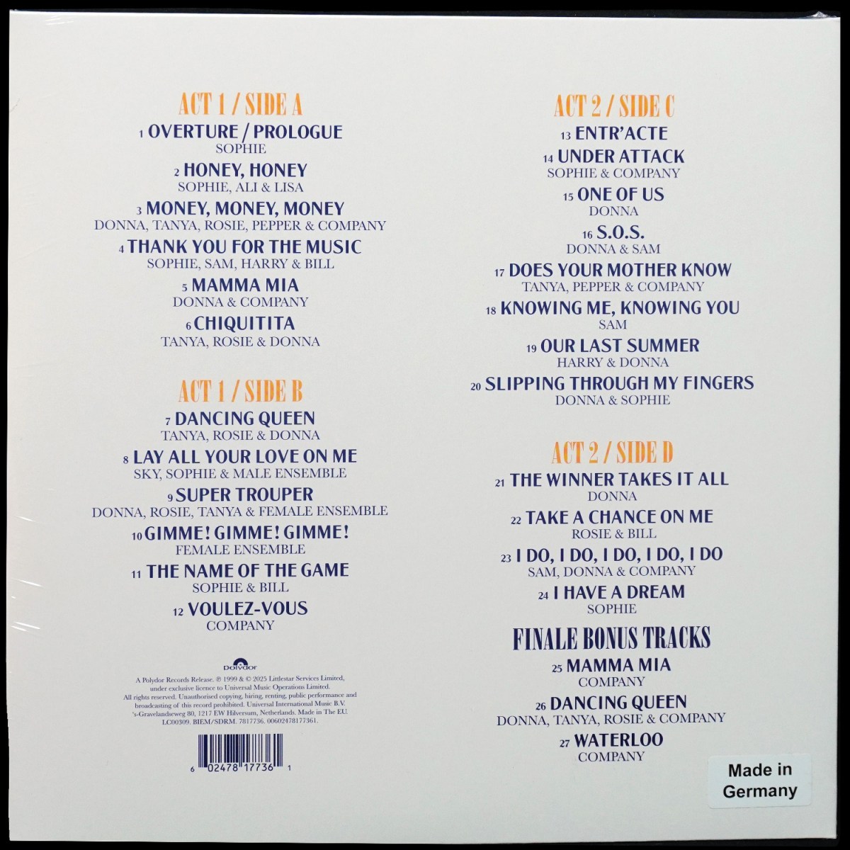 LP V/A — Mamma Mia! The Musical Based On The Songs Of ABBA (Original Cast Recording) (2LP,  цветной винил) фото 2