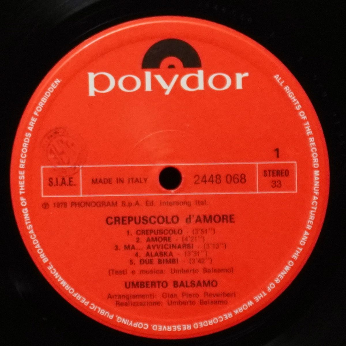 LP Umberto Balsamo — Crepuscolo D'Amore фото 3