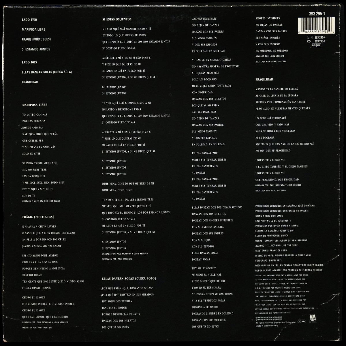 LP Sting — ...Nada Como El Sol (Selecciones Especiales En Espanol Y Portugues) (EP (мини-альбом)) фото 3