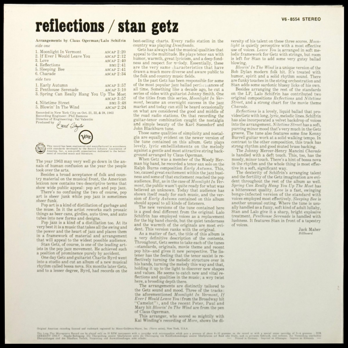 LP Stan Getz — Reflections фото 2