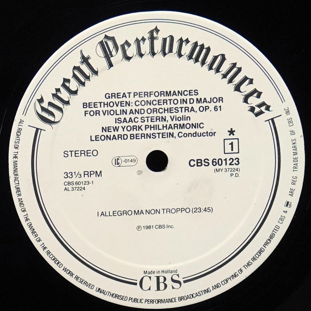 LP Leonard Bernstein — Beethoven: Violin Concerto фото 2