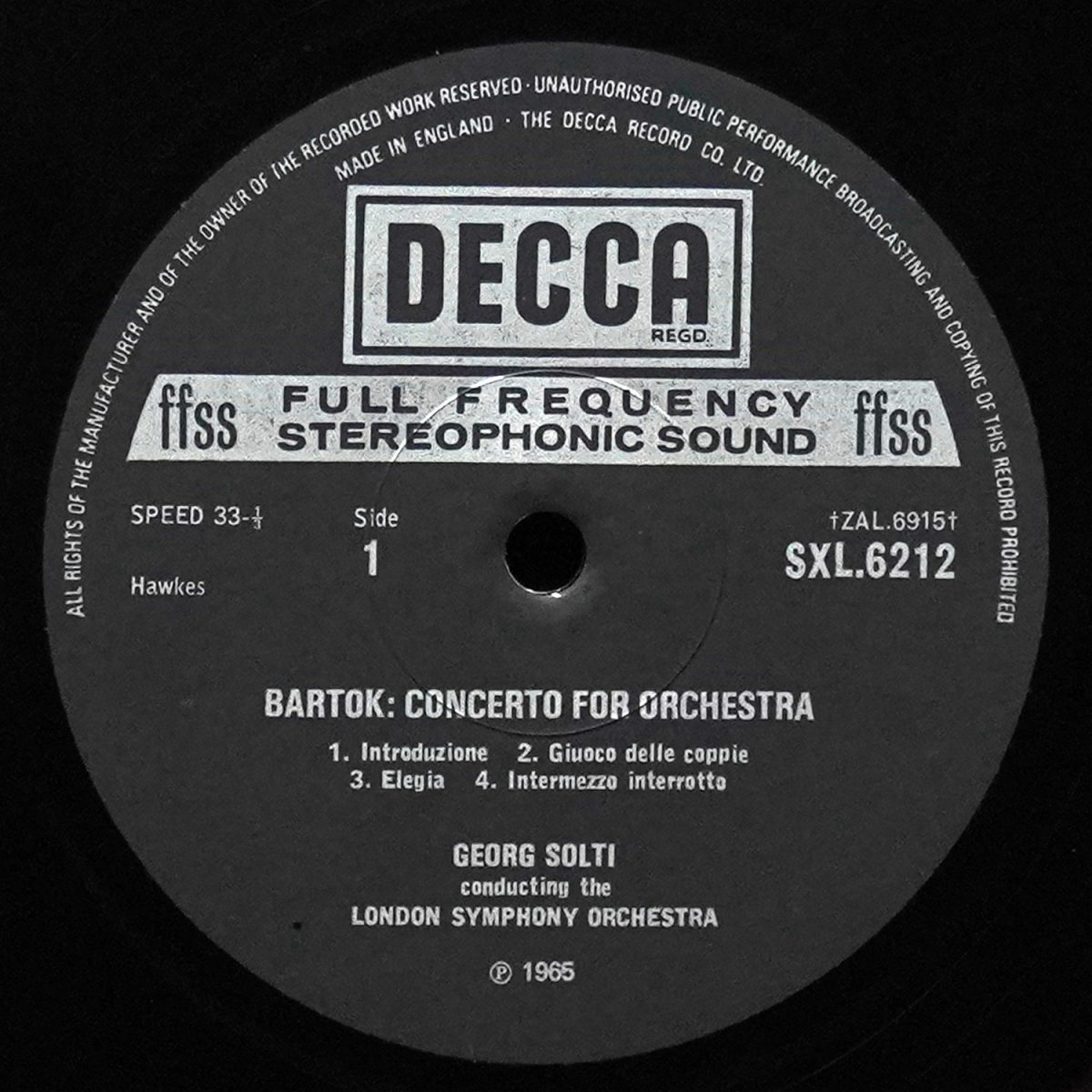 LP Georg Solti — Bartok: Concerto For Orchestra / Dance Suite фото 2