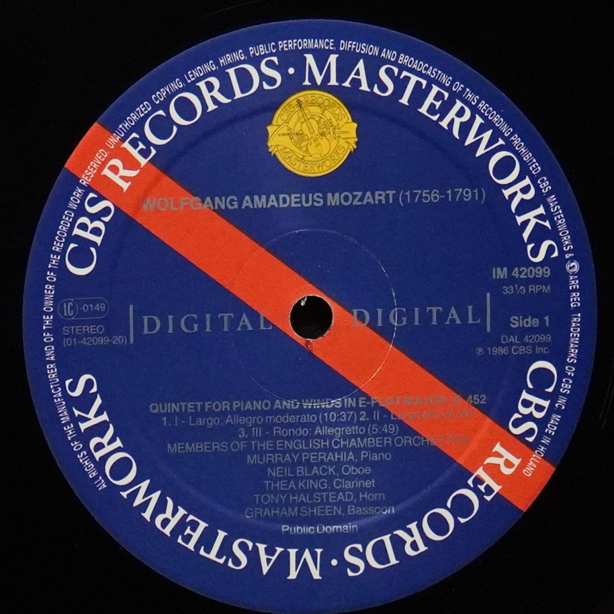 LP Murray Perahia — Beethoven / Mozart: Quintets For Piano And Winds фото 3