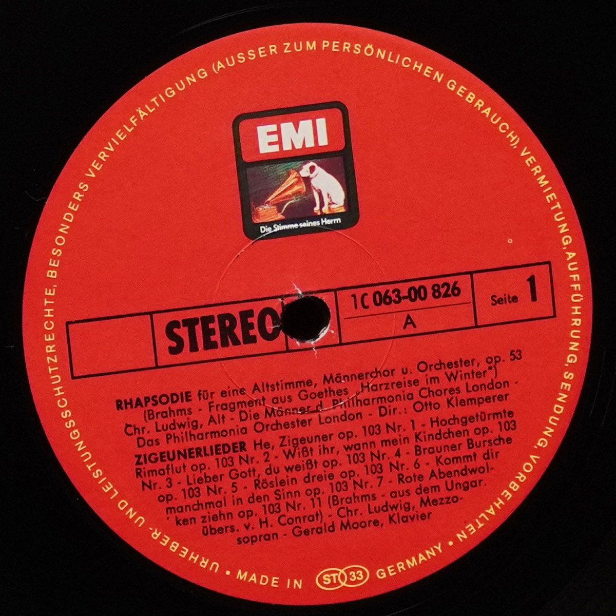 LP Otto Klemperer — Brahms: Alt-Rhapsodie, Zigeunerlieder / Wesendonk-Lieder фото 2