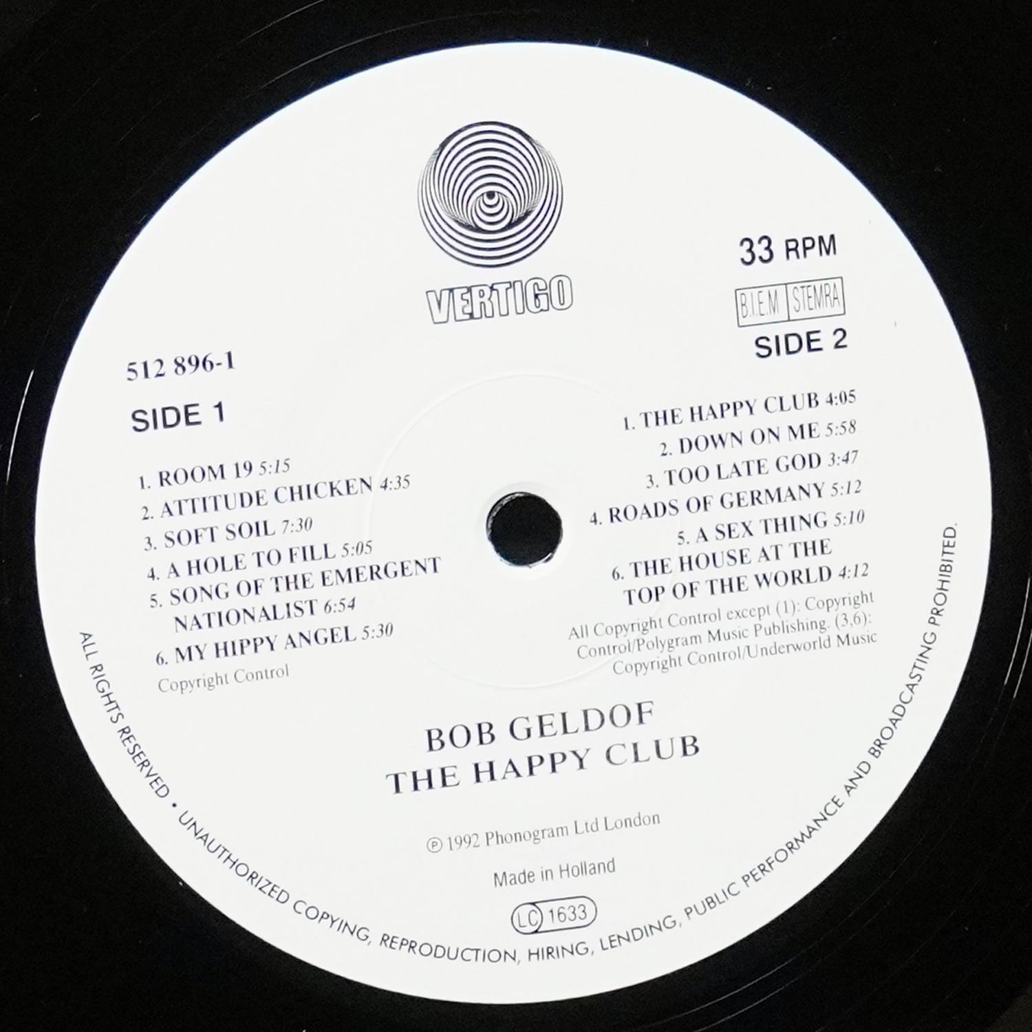 LP Bob Geldof — Happy Club фото 2