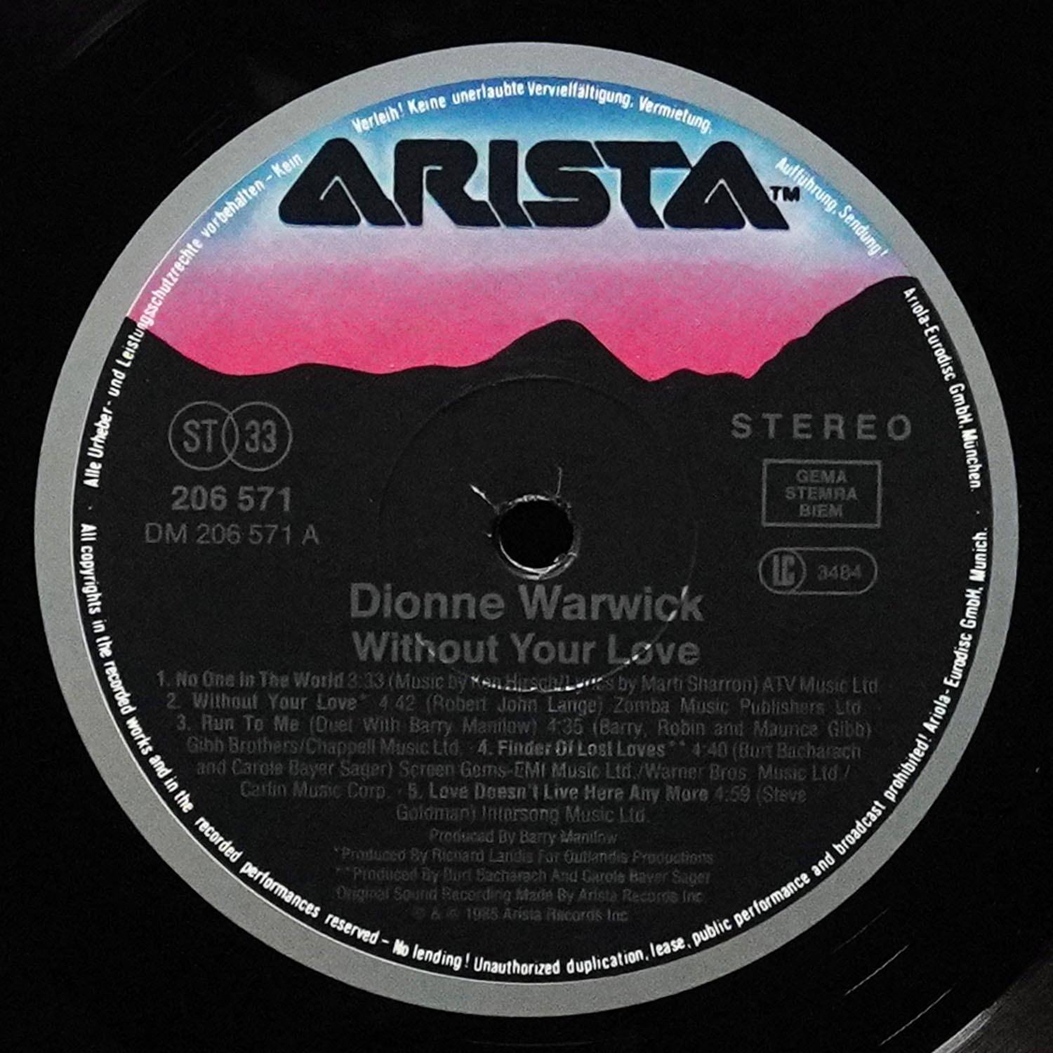 LP Dionne Warwick — Without Your Love фото 2