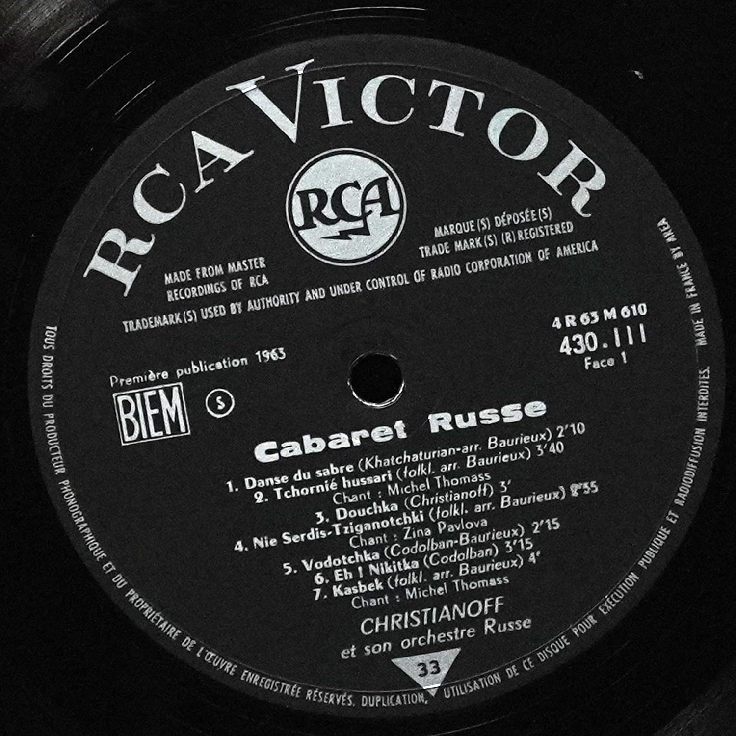 LP Christianoff, Son Orchestre Et Ses Chanteurs Russes — Cabaret Russe (моно) фото 2