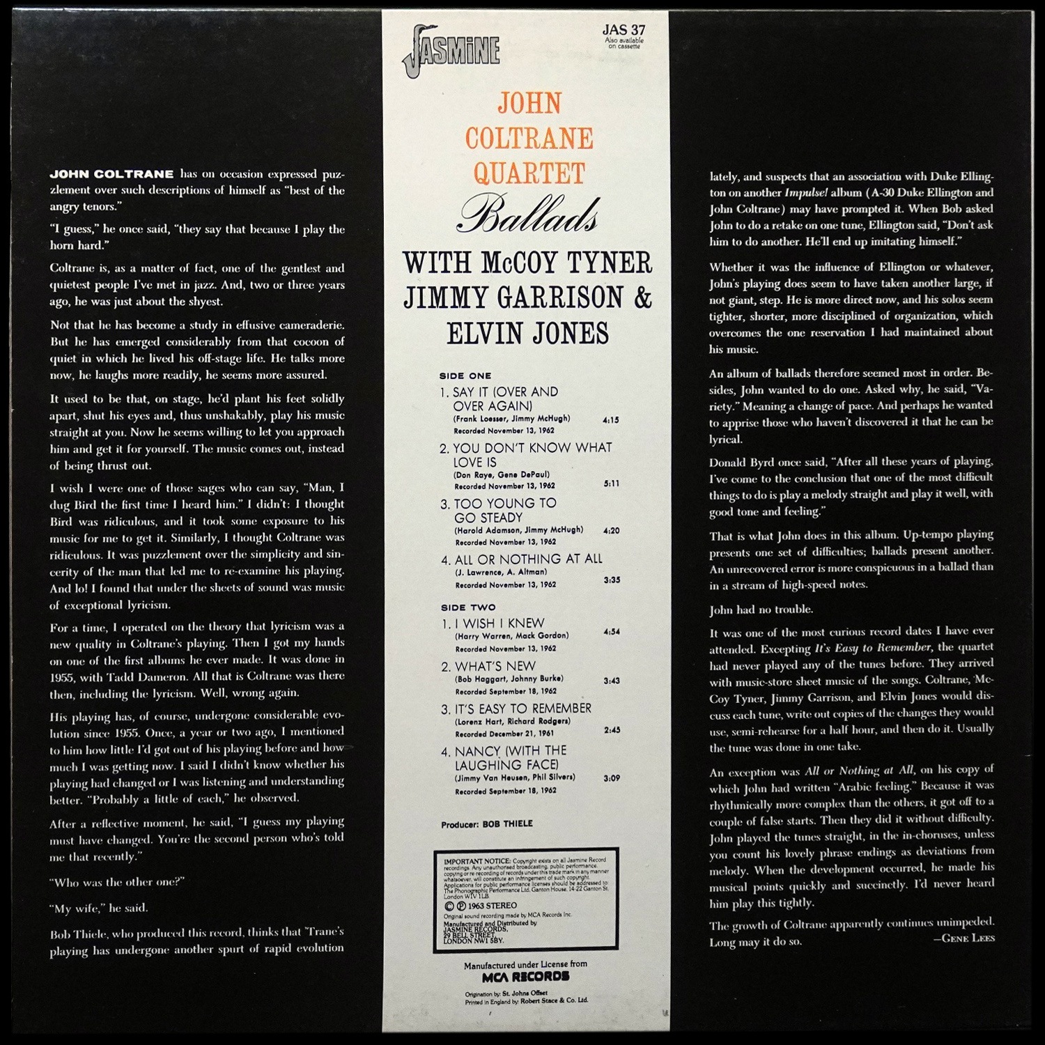 LP John Coltrane Quartet — Ballads фото 2