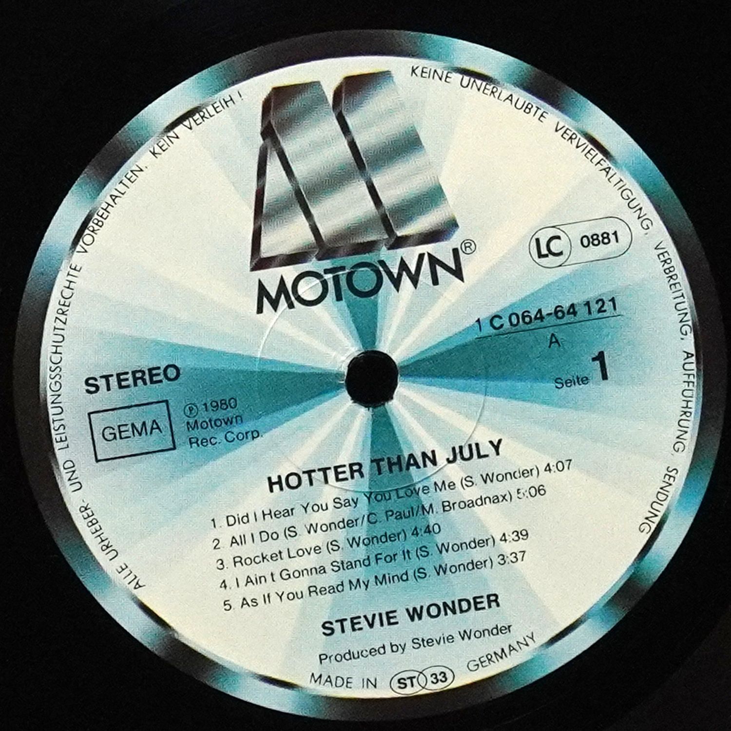 LP Stevie Wonder — Hotter Than July фото 3
