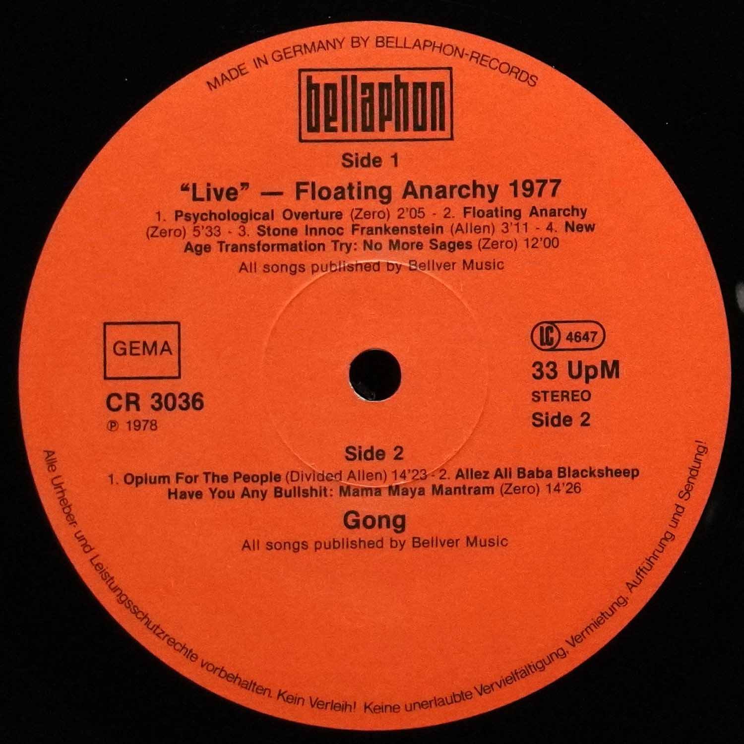 LP Gong — Live Floating Anarchy 1977 фото 3