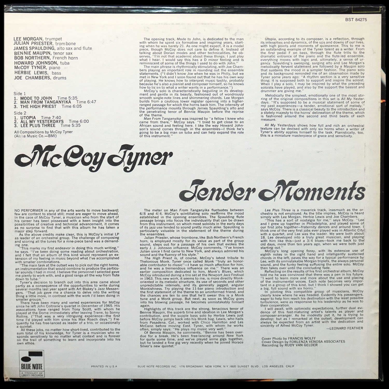 LP McCoy Tyner — Tender Moments фото 2