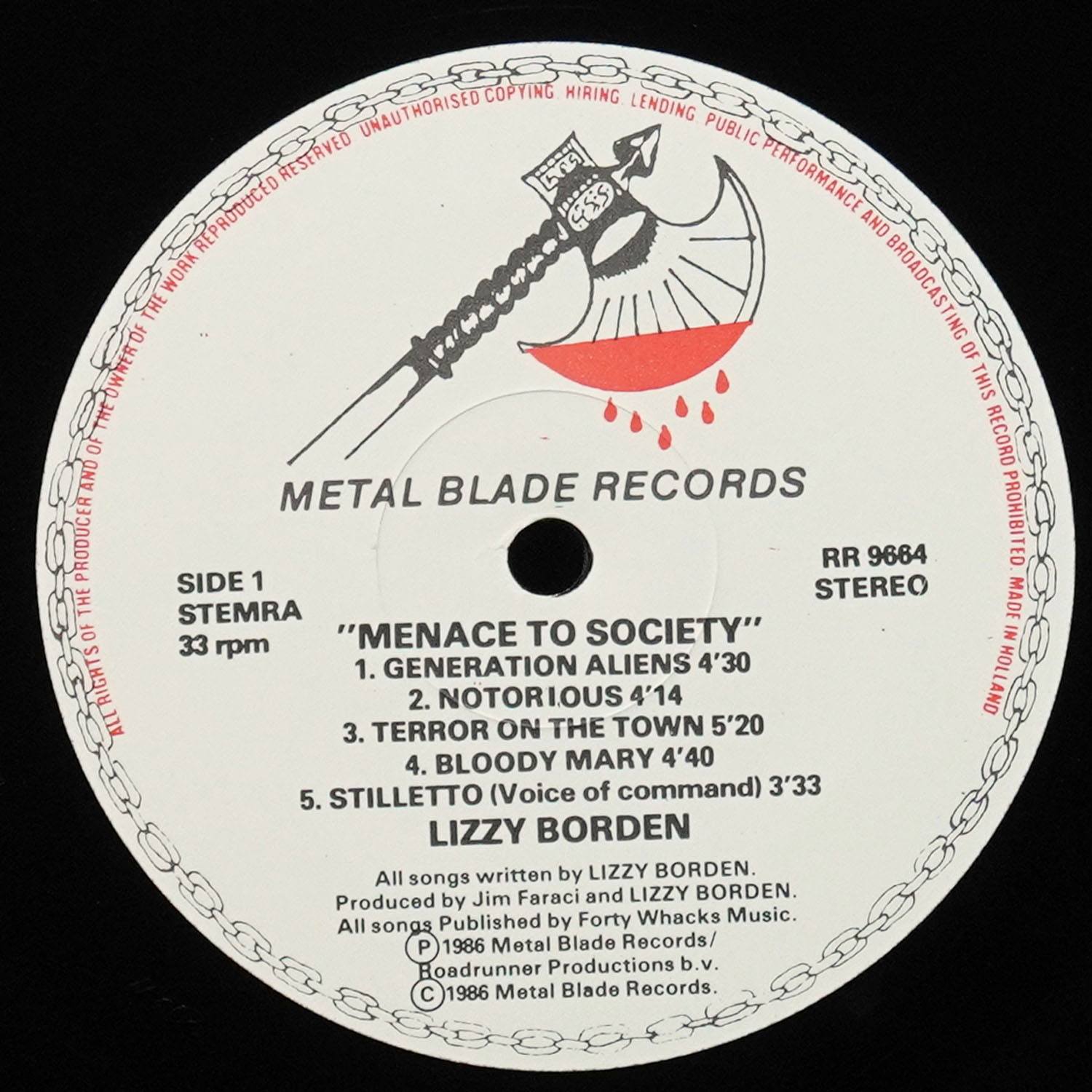 LP Lizzy Borden — Menace To Society фото 3
