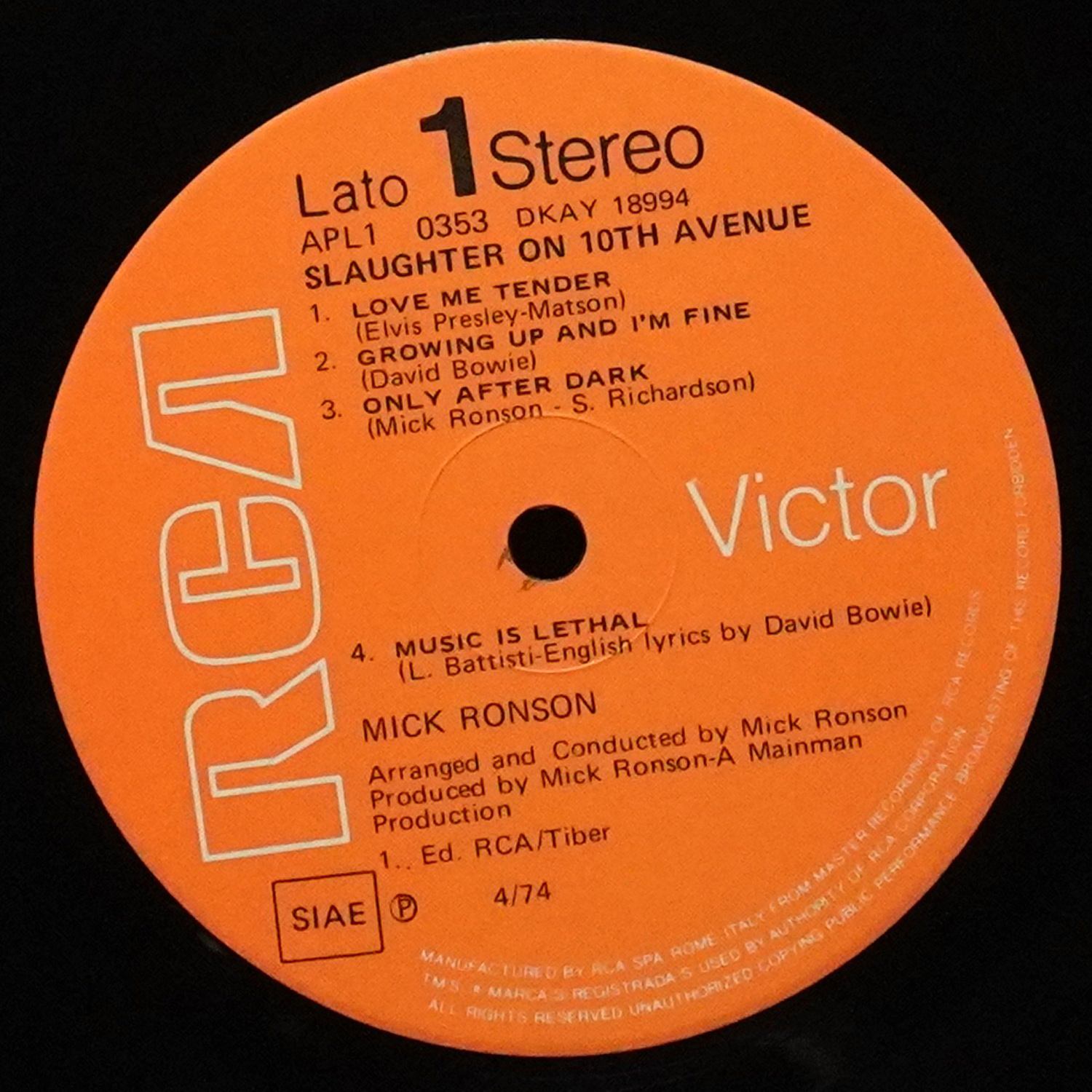 LP Mick Ronson — Slaughter On 10th Avenue фото 3