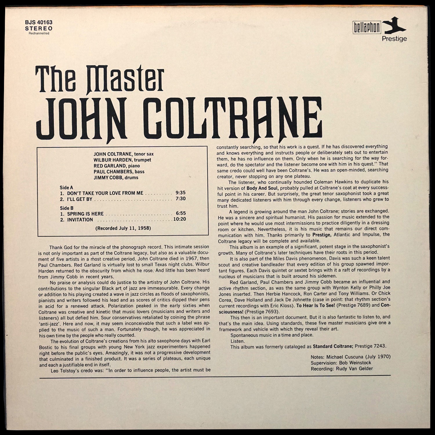 LP John Coltrane — Master фото 2