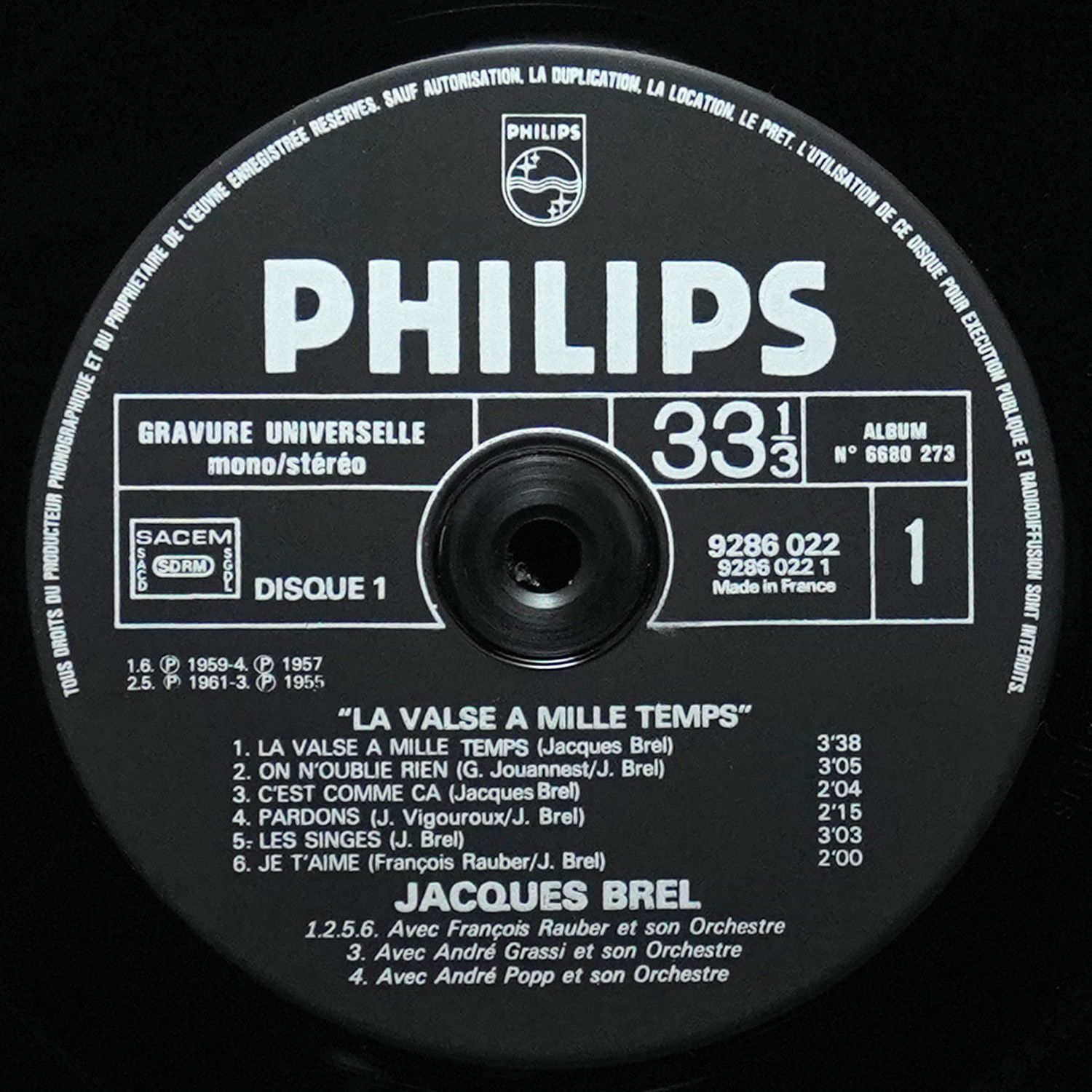 LP Jacques Brel — La Valse A Mille Temps (2LP) фото 3