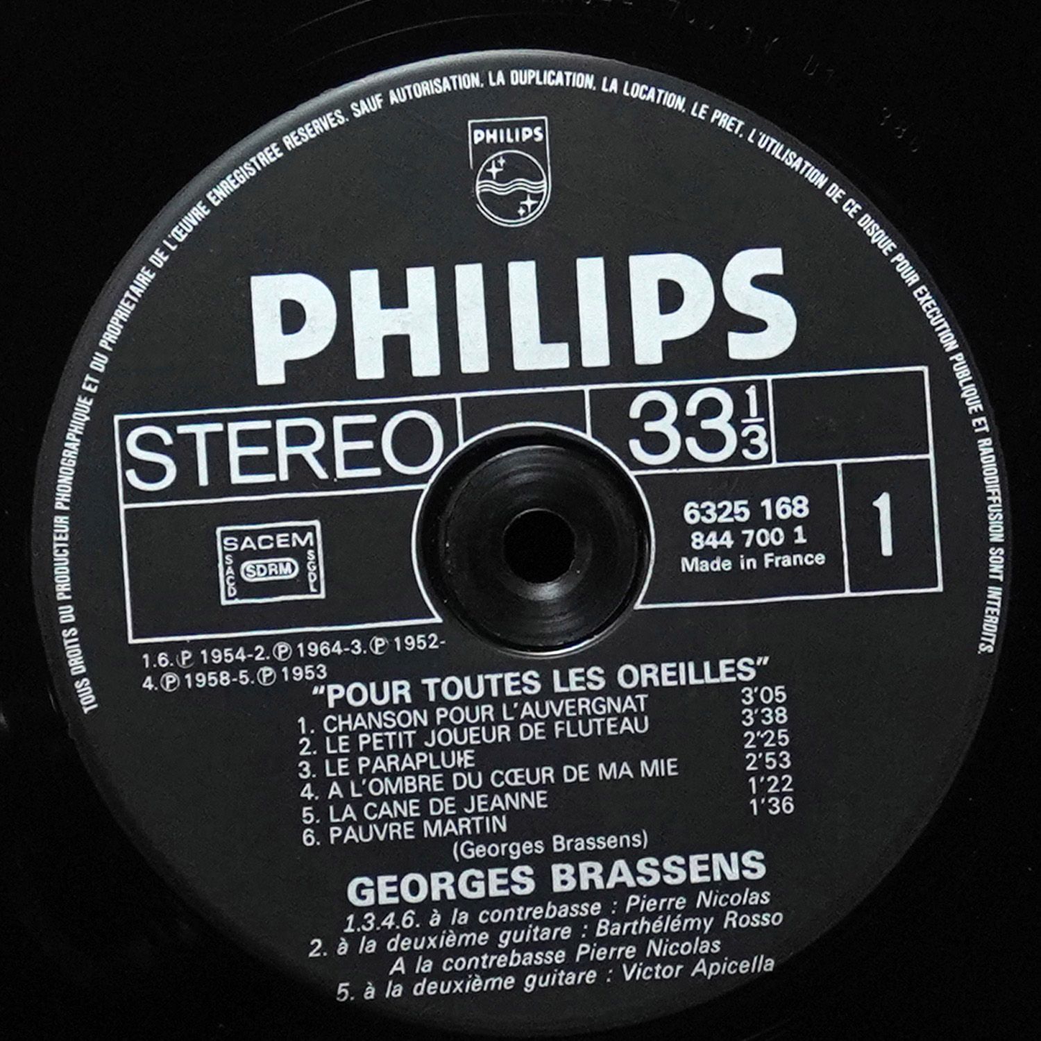 LP Georges Brassens — Pour Toutes Les Oreilles фото 3