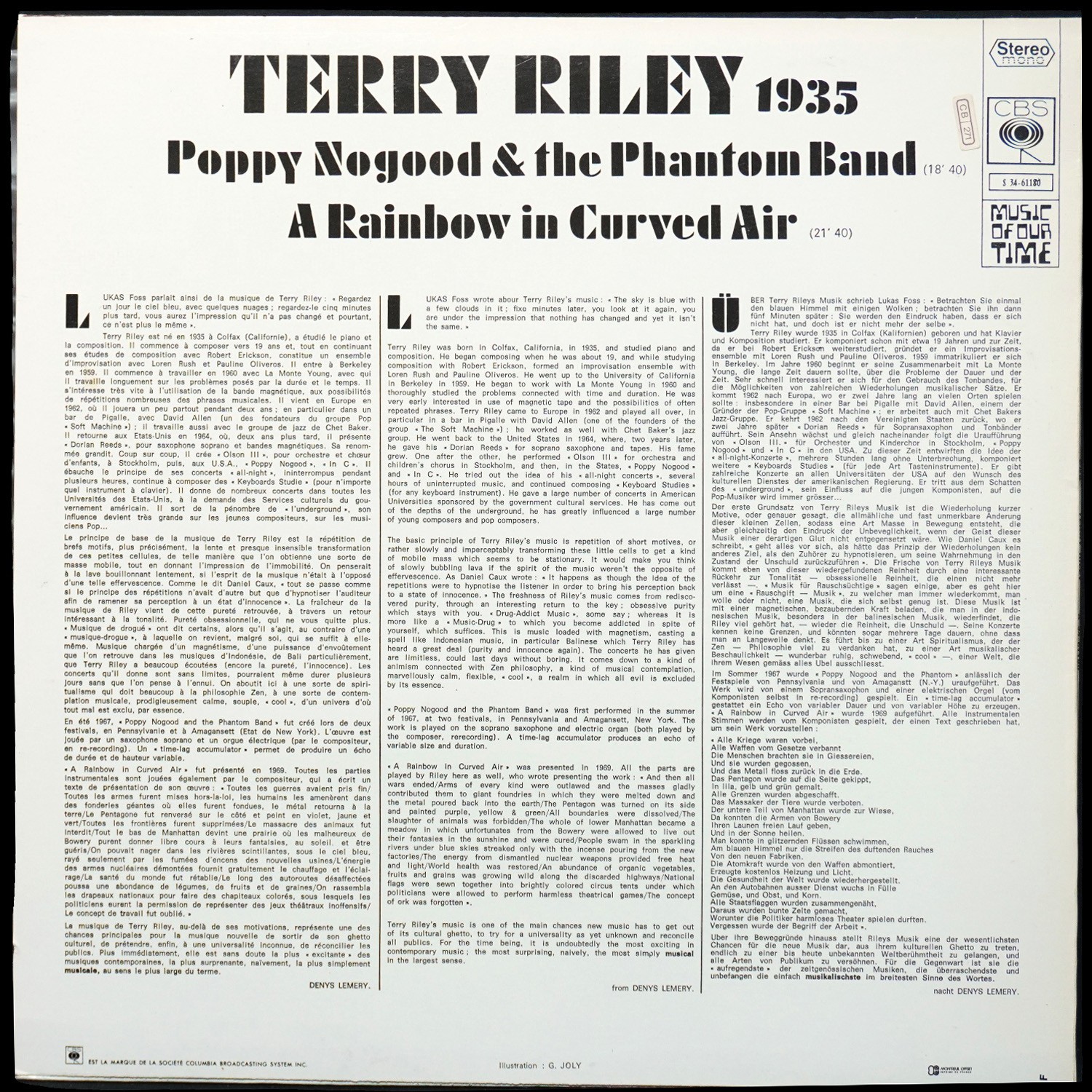 LP Terry Riley — Poppy Nogood & The Phantom Band / A Rainbow In Curved Air фото 2
