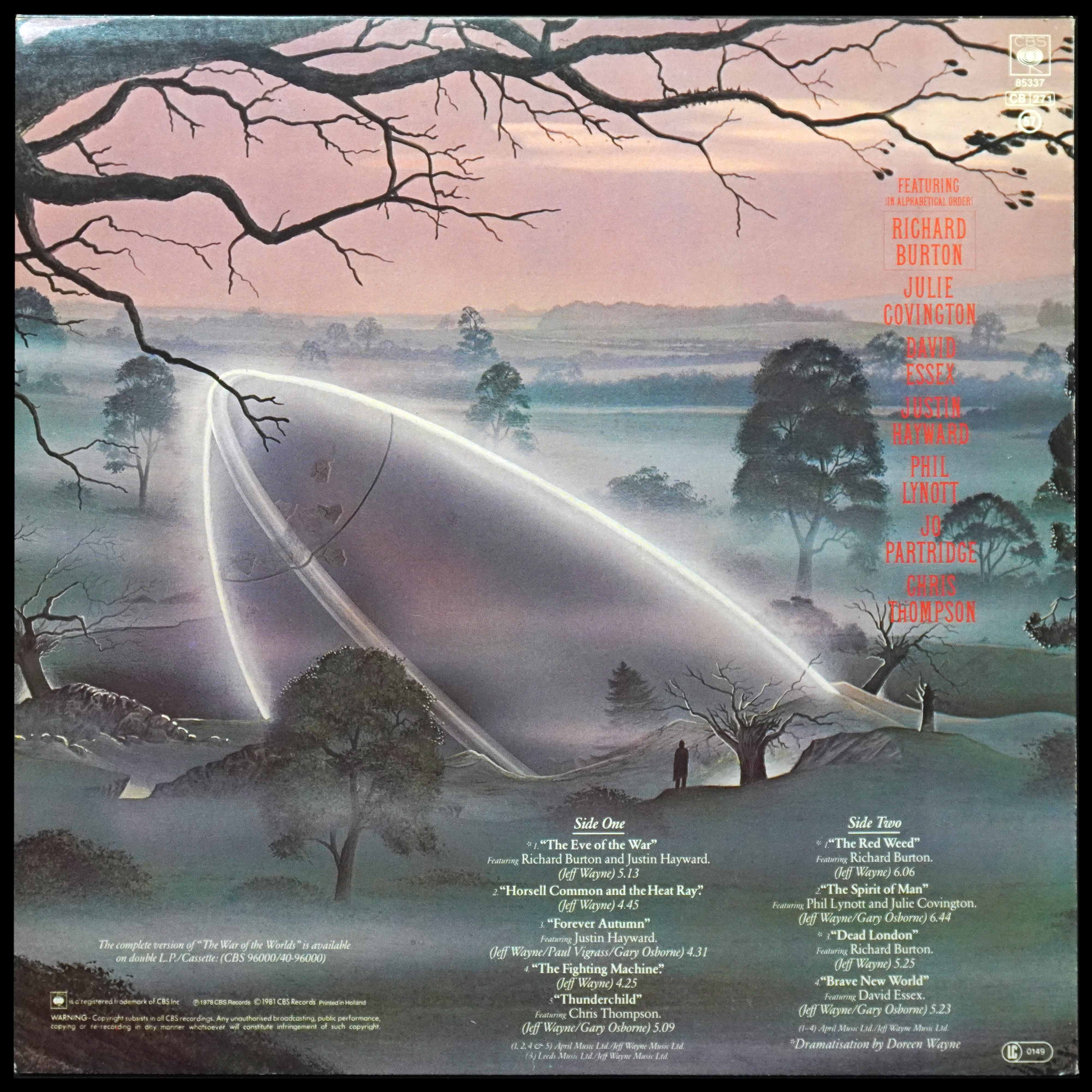 LP Jeff Wayne — Highlights From Jeff Wayne's Musical Version Of The War Of The Worlds фото 2