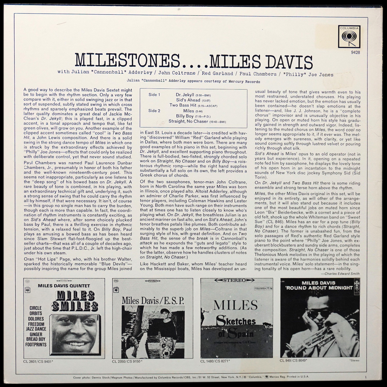 LP Miles Davis — Milestones фото 2
