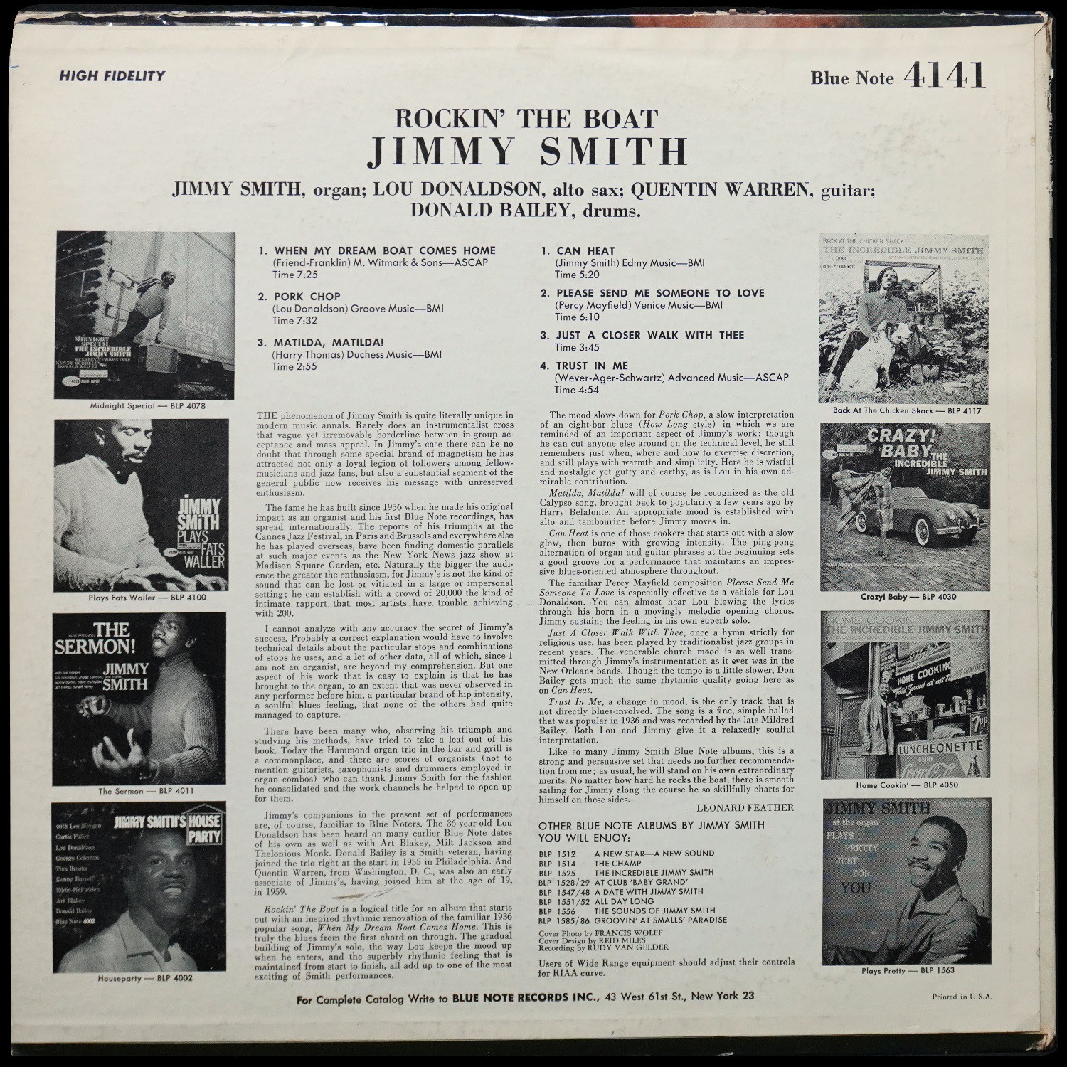 LP Jimmy Smith — Rockin' The Boat (моно) фото 2