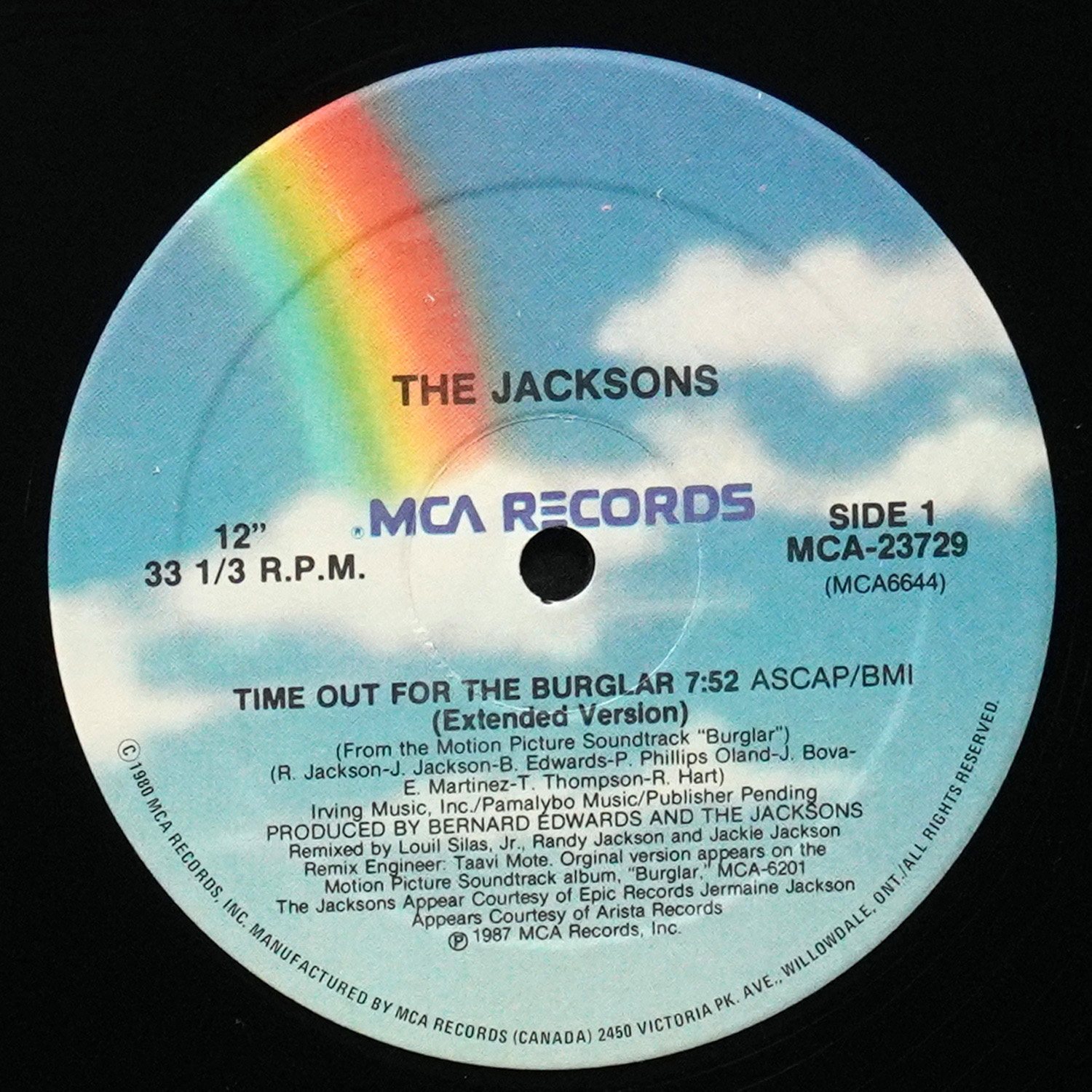 LP Jacksons — Time Out For The Burglar (12' Extended Version) (макси сингл) фото 2