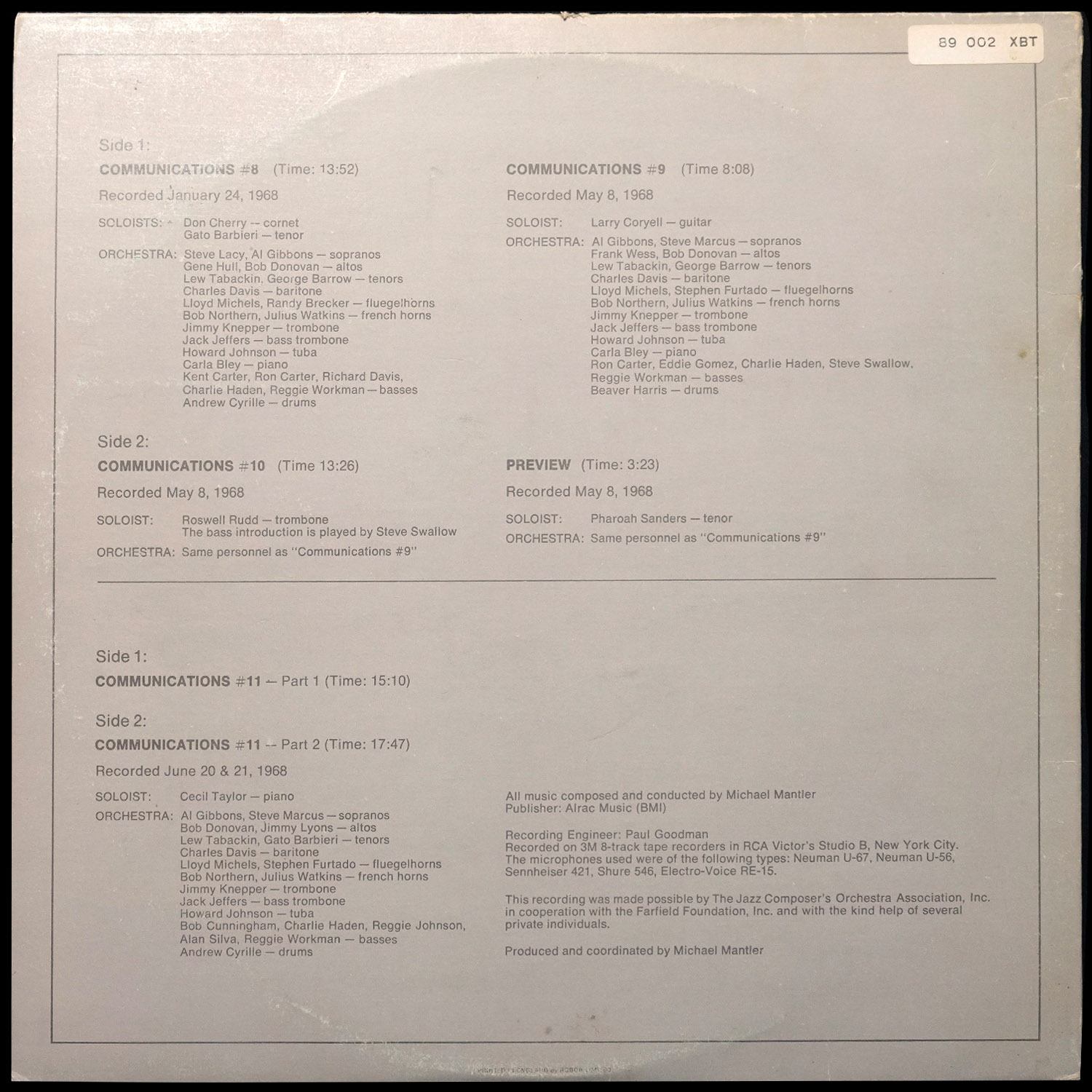 LP Jazz Composer's Orchestra — Jazz Composer's Orchestra (2LP) фото 2