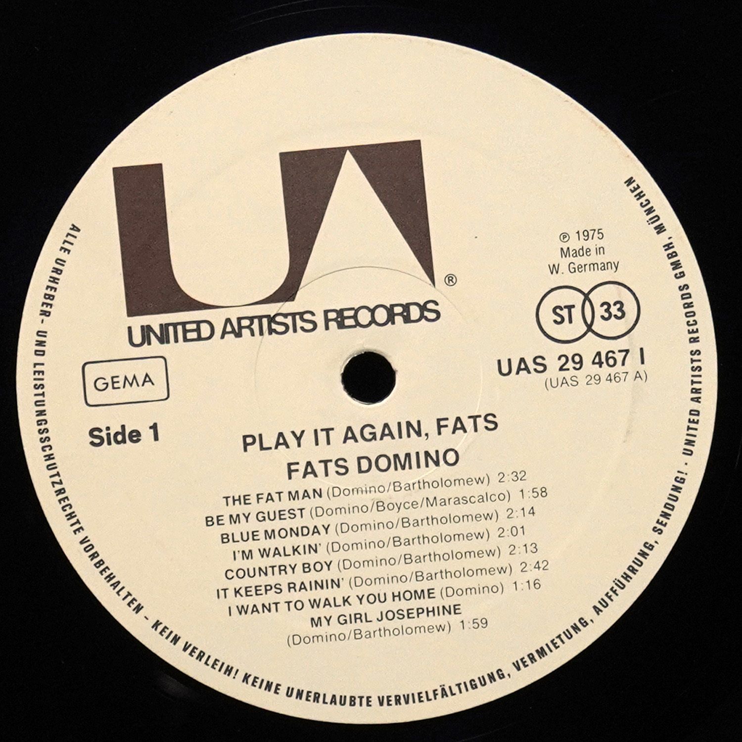 LP Fats Domino — Very Best Of Fats Domino - Play It Again, Fats (моно) фото 2