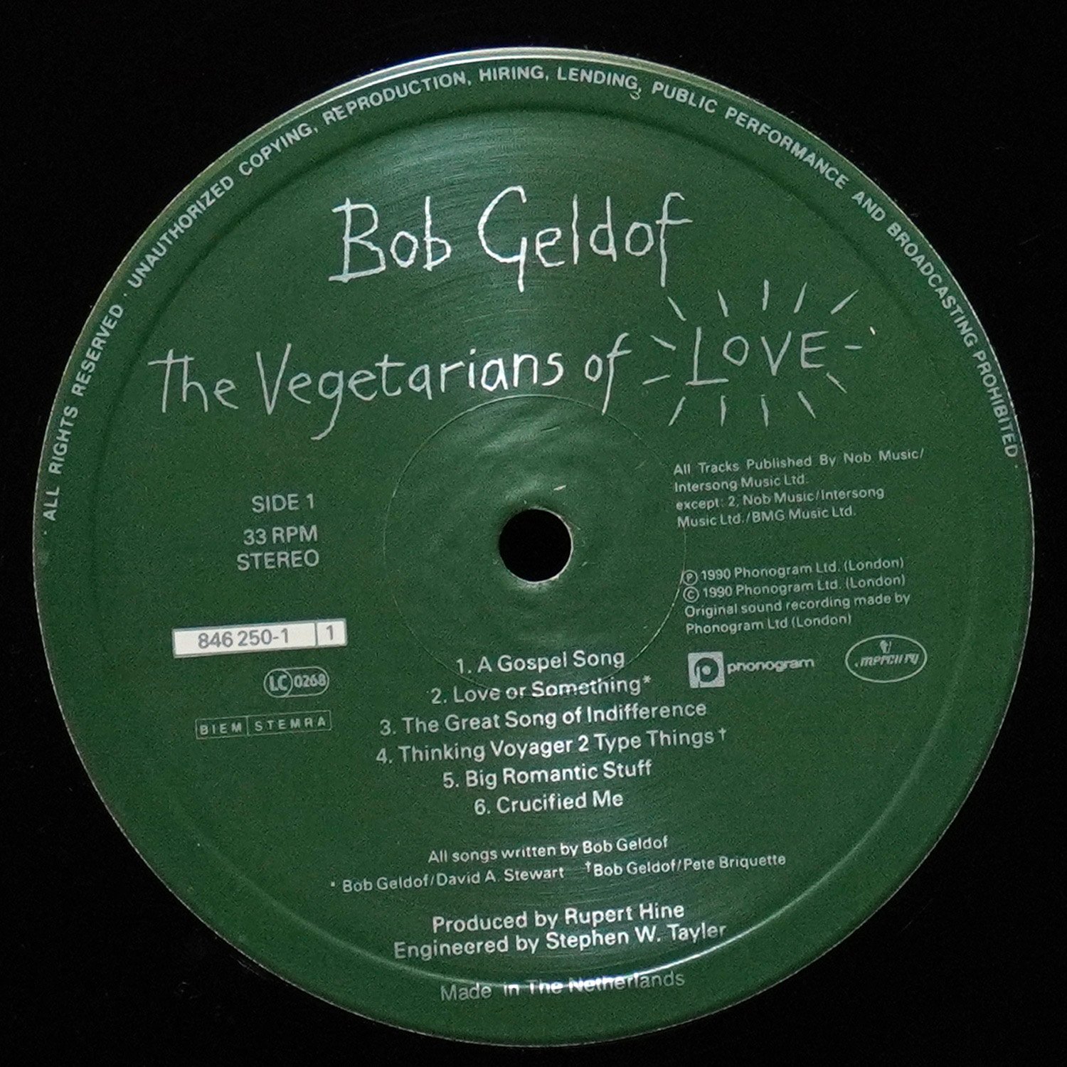 LP Bob Geldof — Vegetarians Of Love фото 2