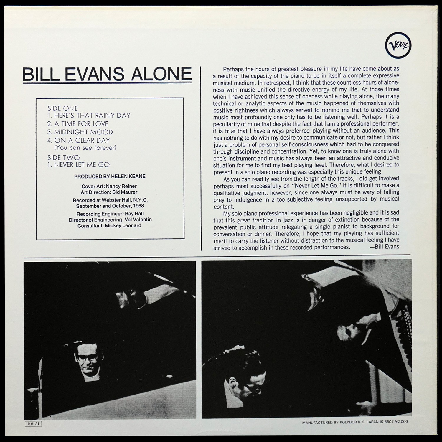 LP Bill Evans — Alone фото 2