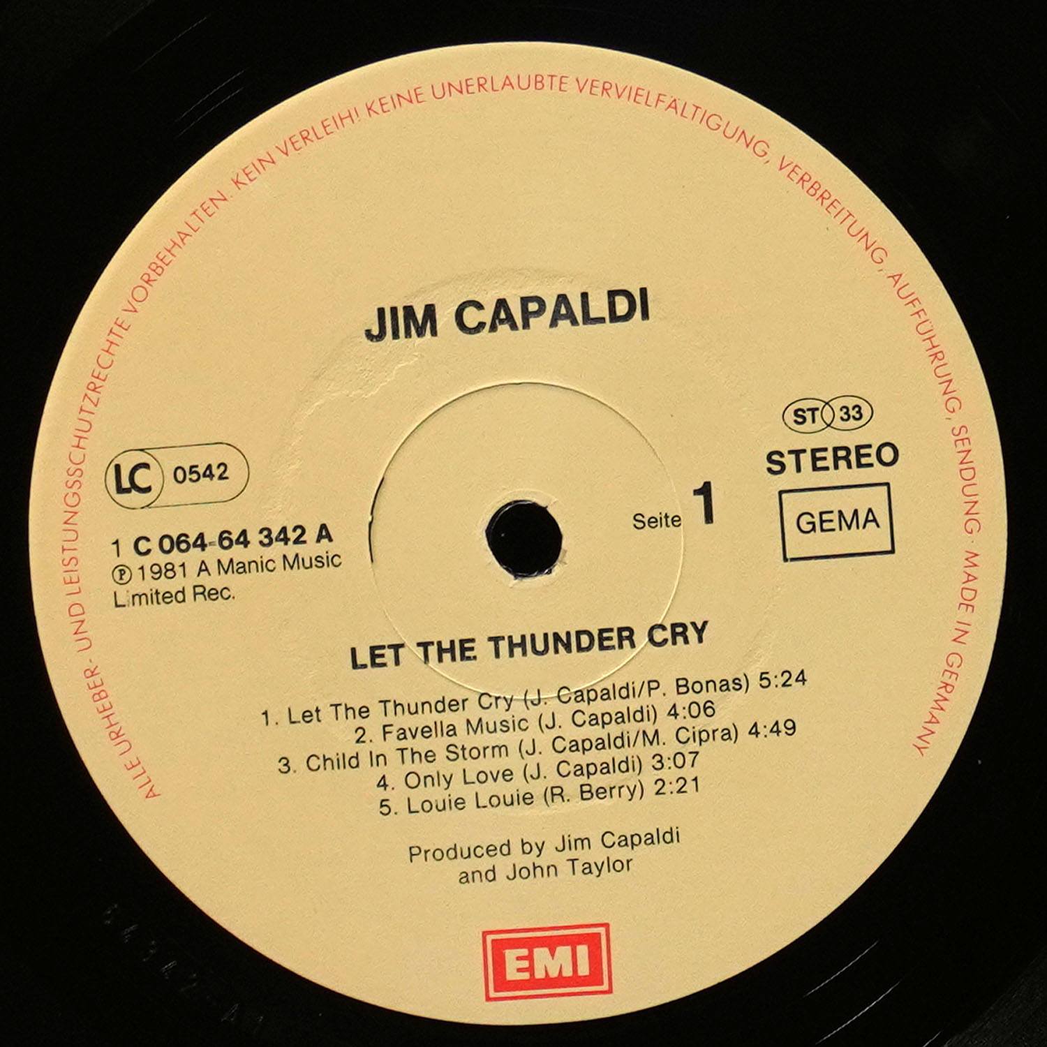 LP Jim Capaldi — Let The Thunder Cry фото 2