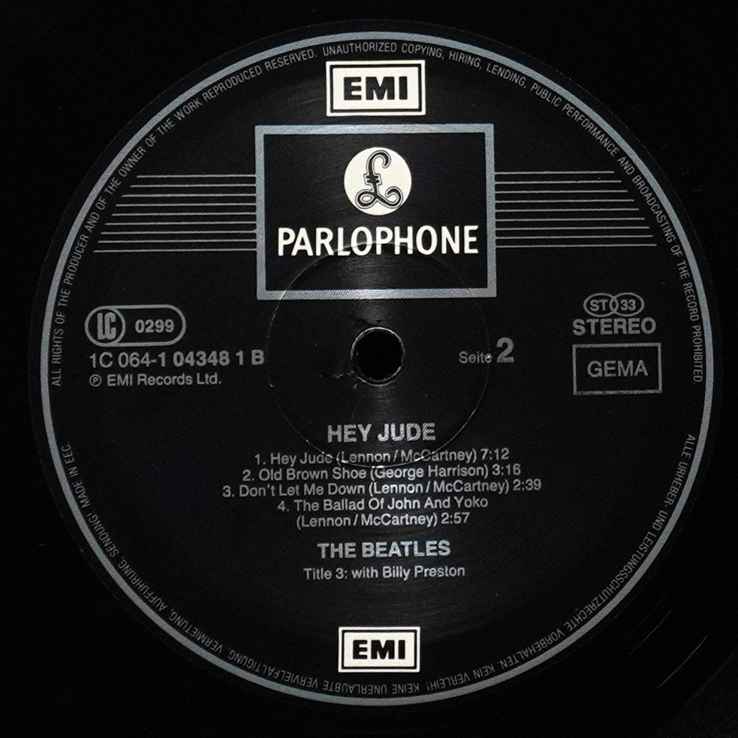 LP Beatles — Hey Jude фото 4