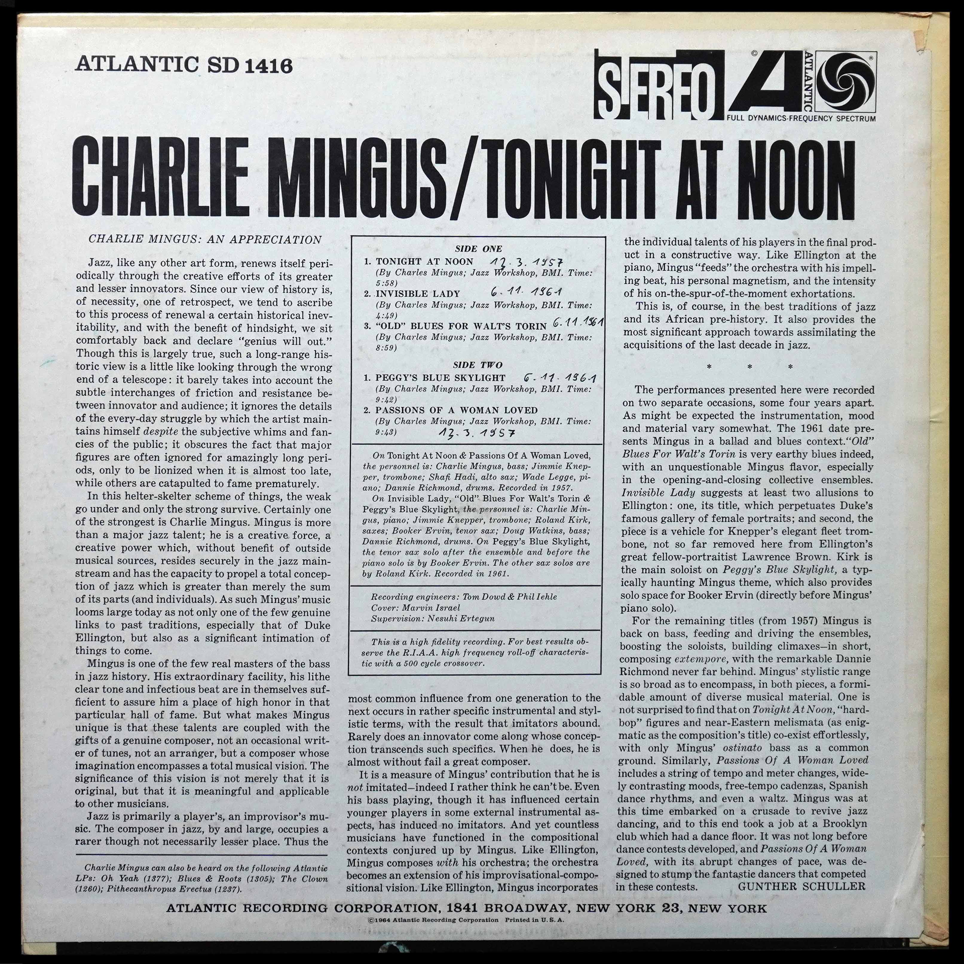 LP Charles Mingus — Tonight At Noon фото 2