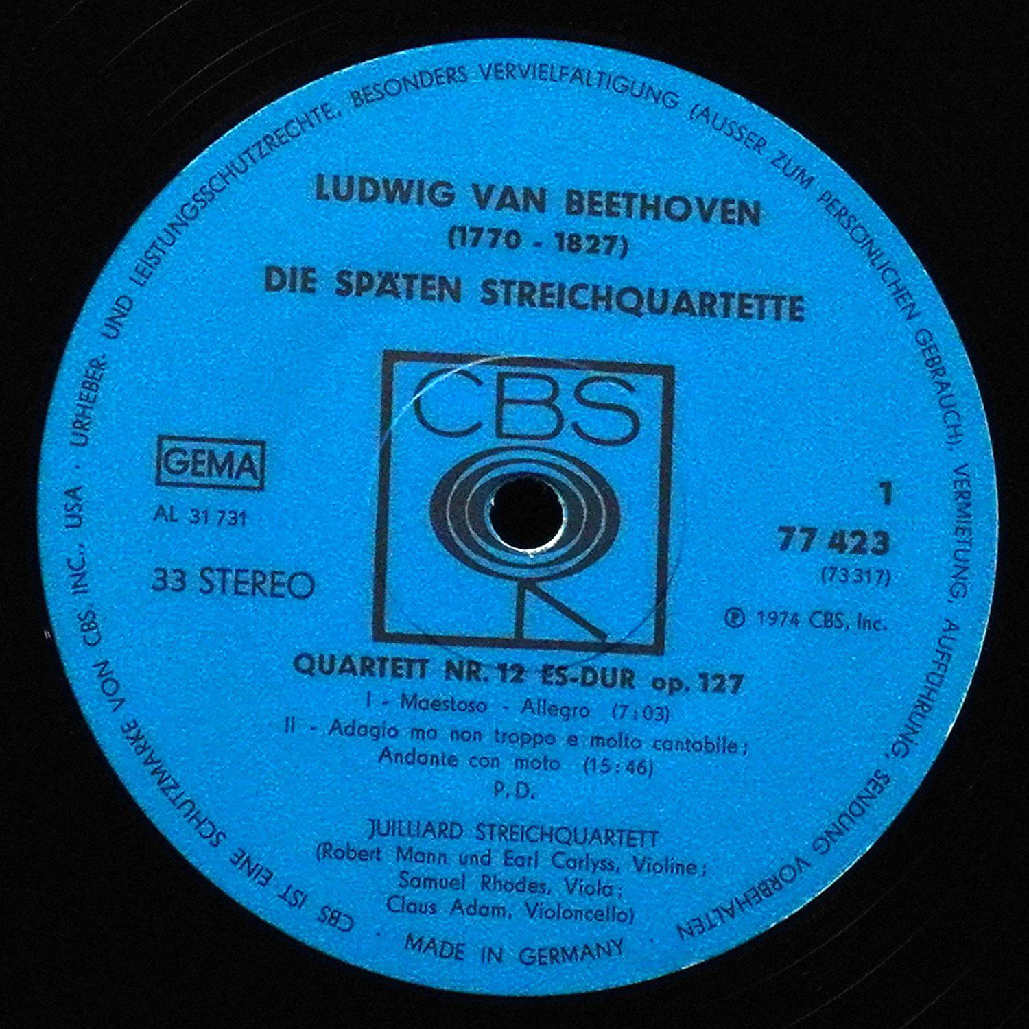 LP Juilliard String Quartet — Beethoven: Die Spaten Streichquartette (Op. 127, Op. 130, Op. 131, Op. 132, Op. 133 (Grosse Fuge), Op. 135) (4LP-бокс, + буклет) фото 3
