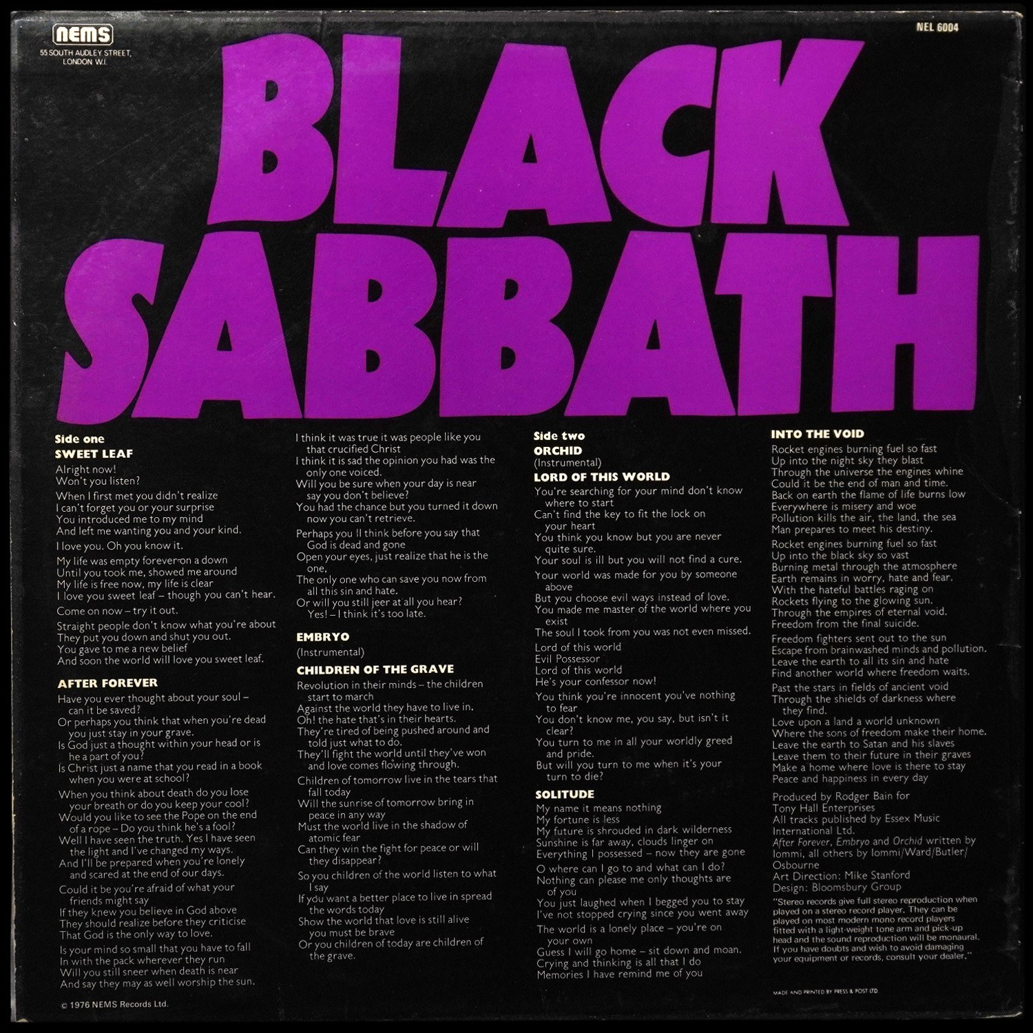 LP Black Sabbath — Master Of Reality фото 2