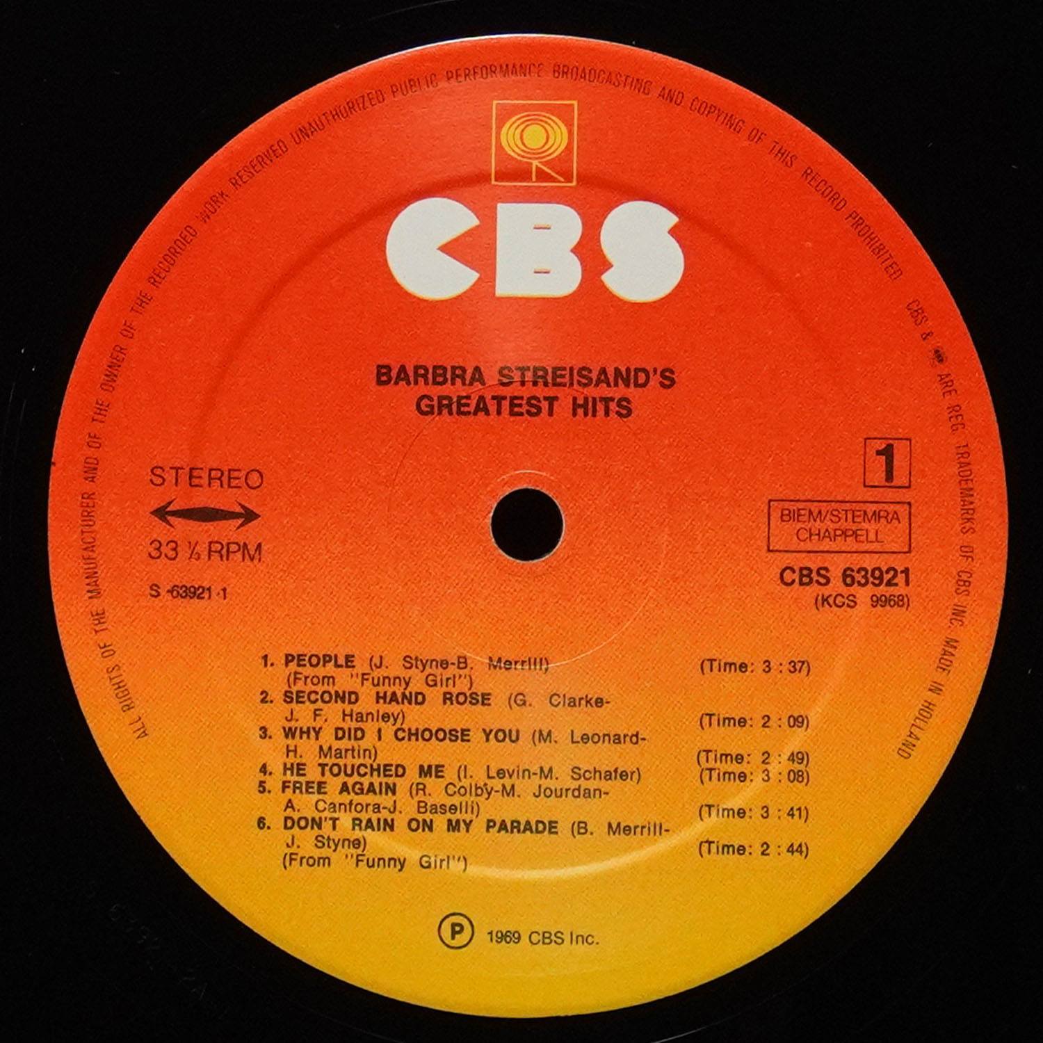 LP Barbra Streisand — Barbra Streisand's Greatest Hits фото 2