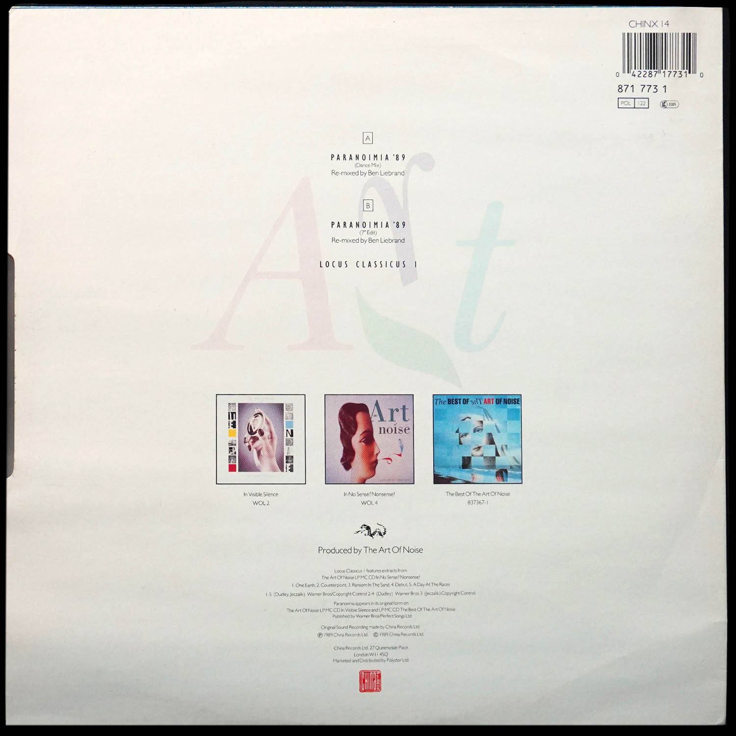 LP Art Of Noise — Paranoimia '89 (макси сингл) фото 2