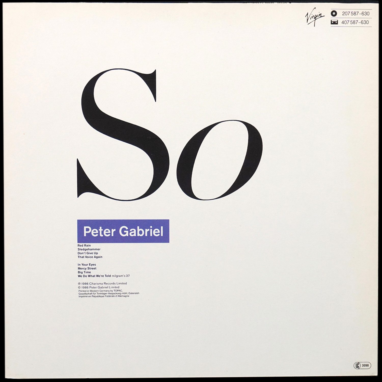 LP Peter Gabriel — So фото 2