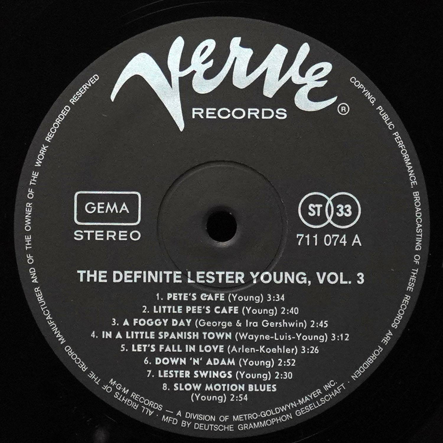 LP Lester Young — Definite Lester Young Vol.3 фото 2