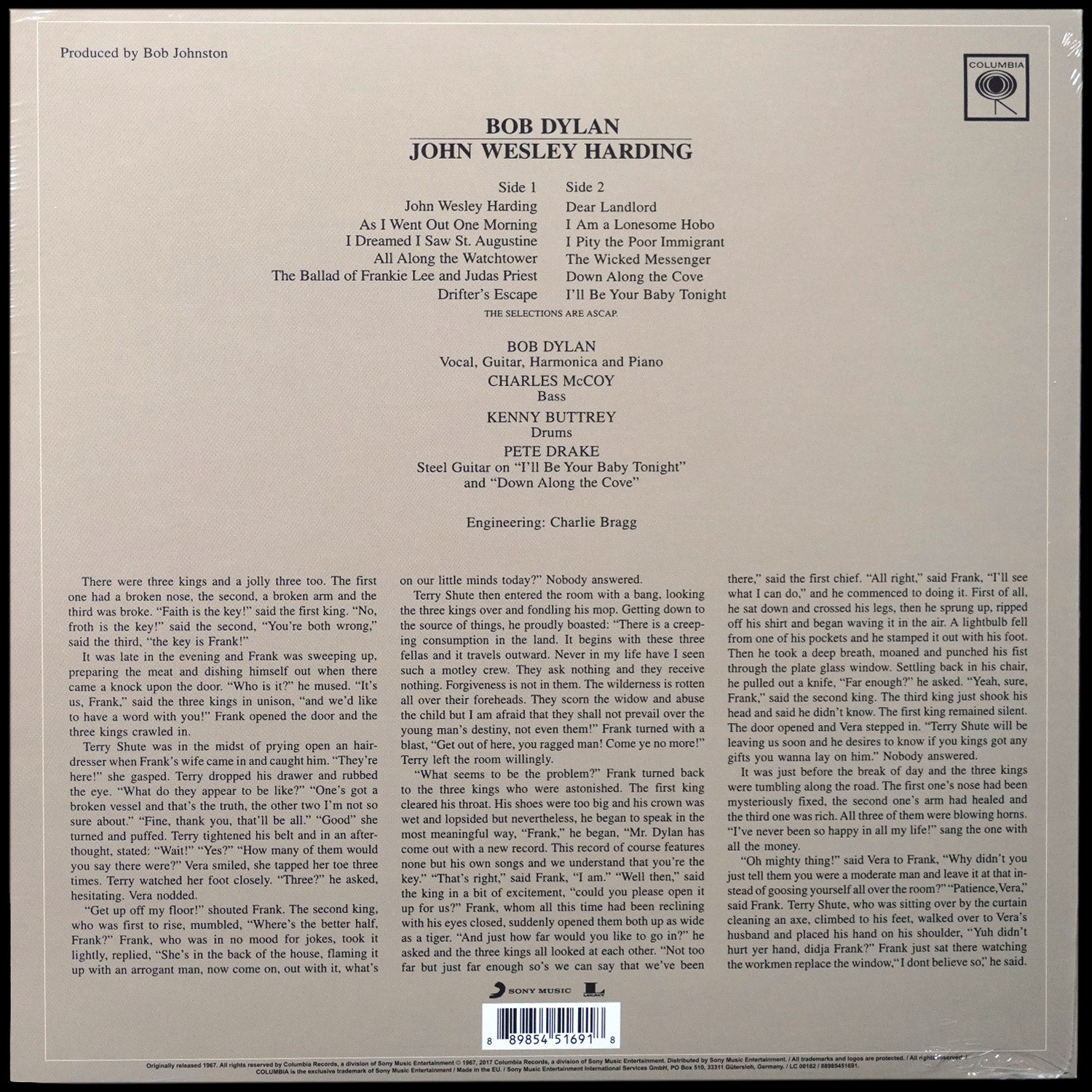 LP Bob Dylan — John Wesley Harding (моно) фото 2