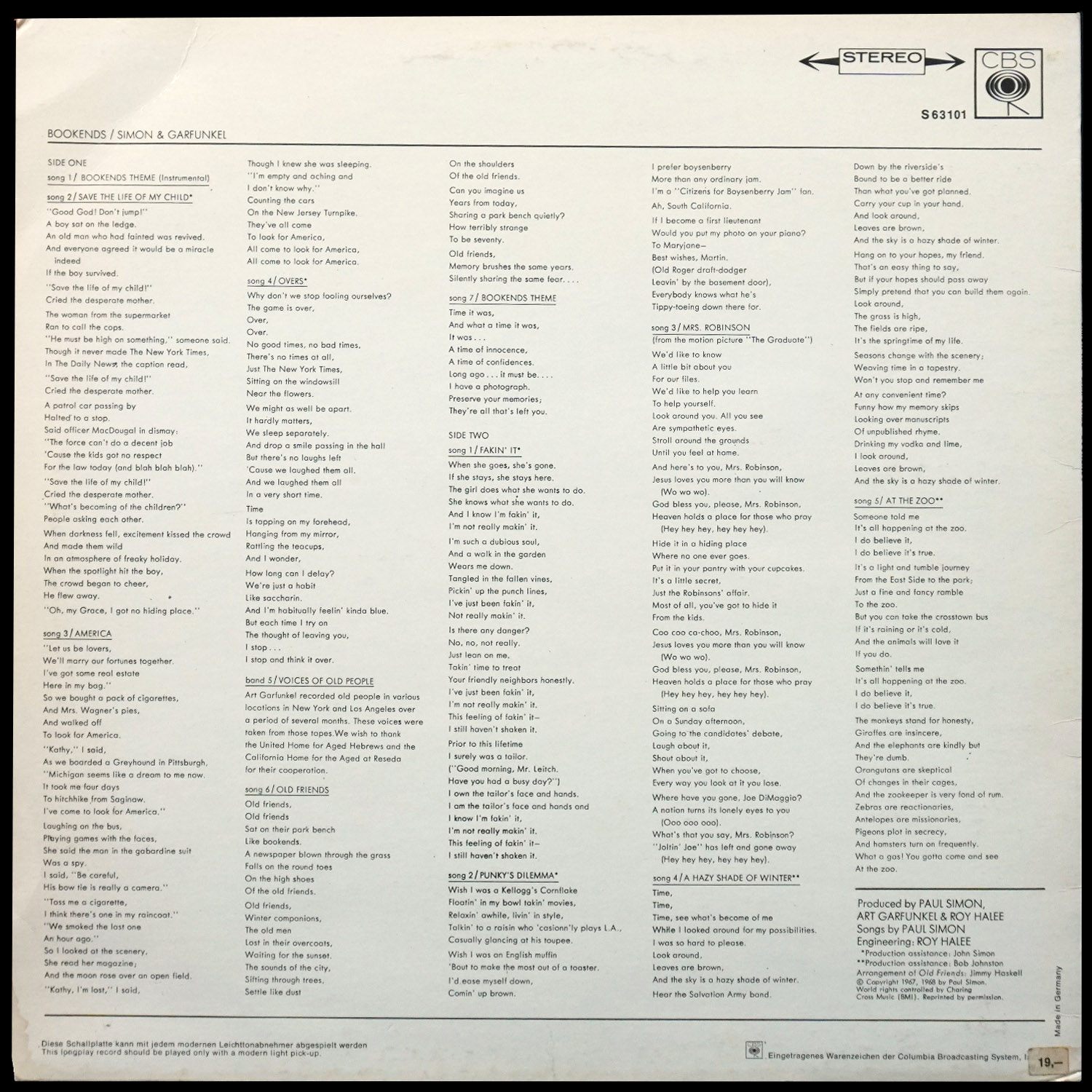 LP Simon & Garfunkel — Bookends фото 2