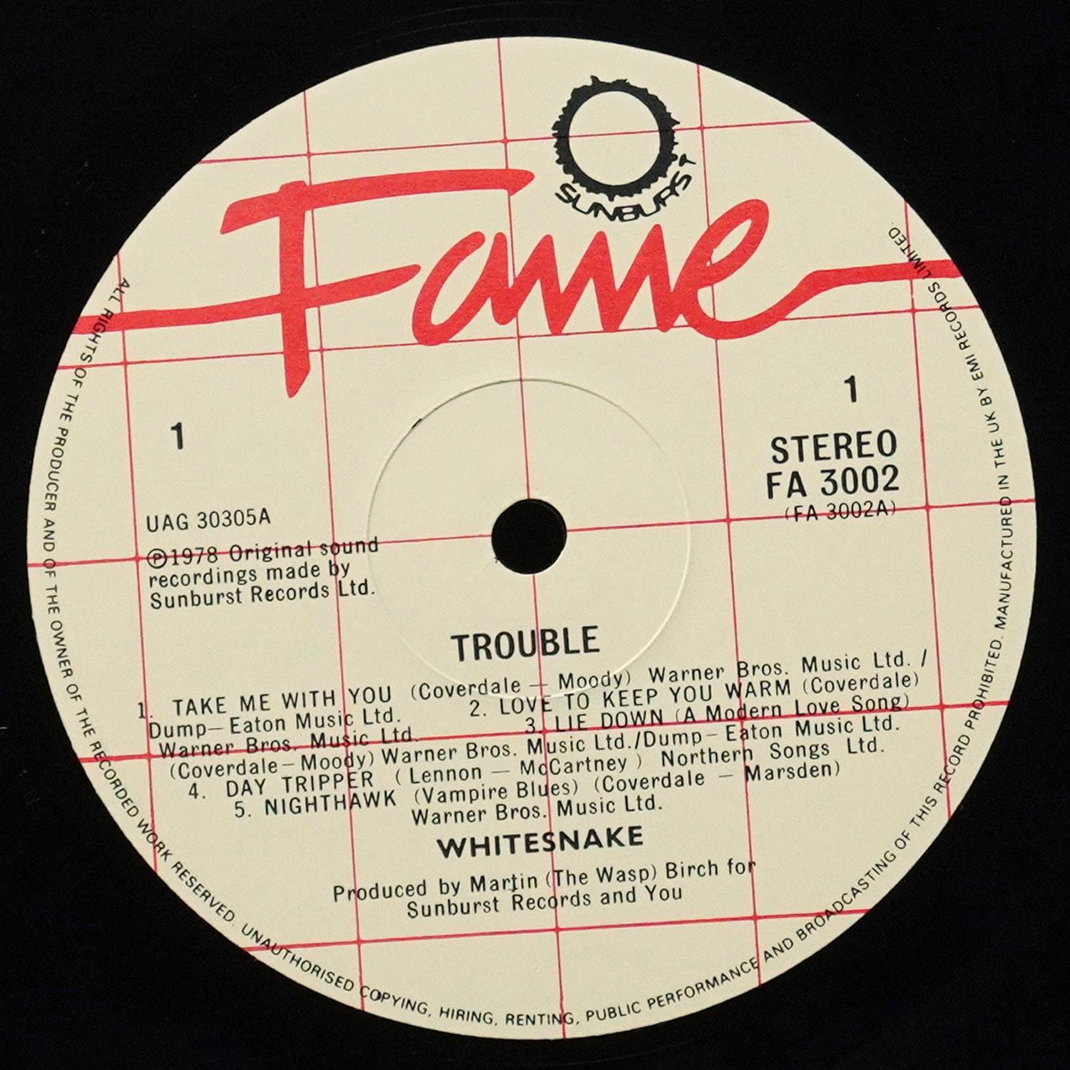 LP Whitesnake — Trouble фото 3