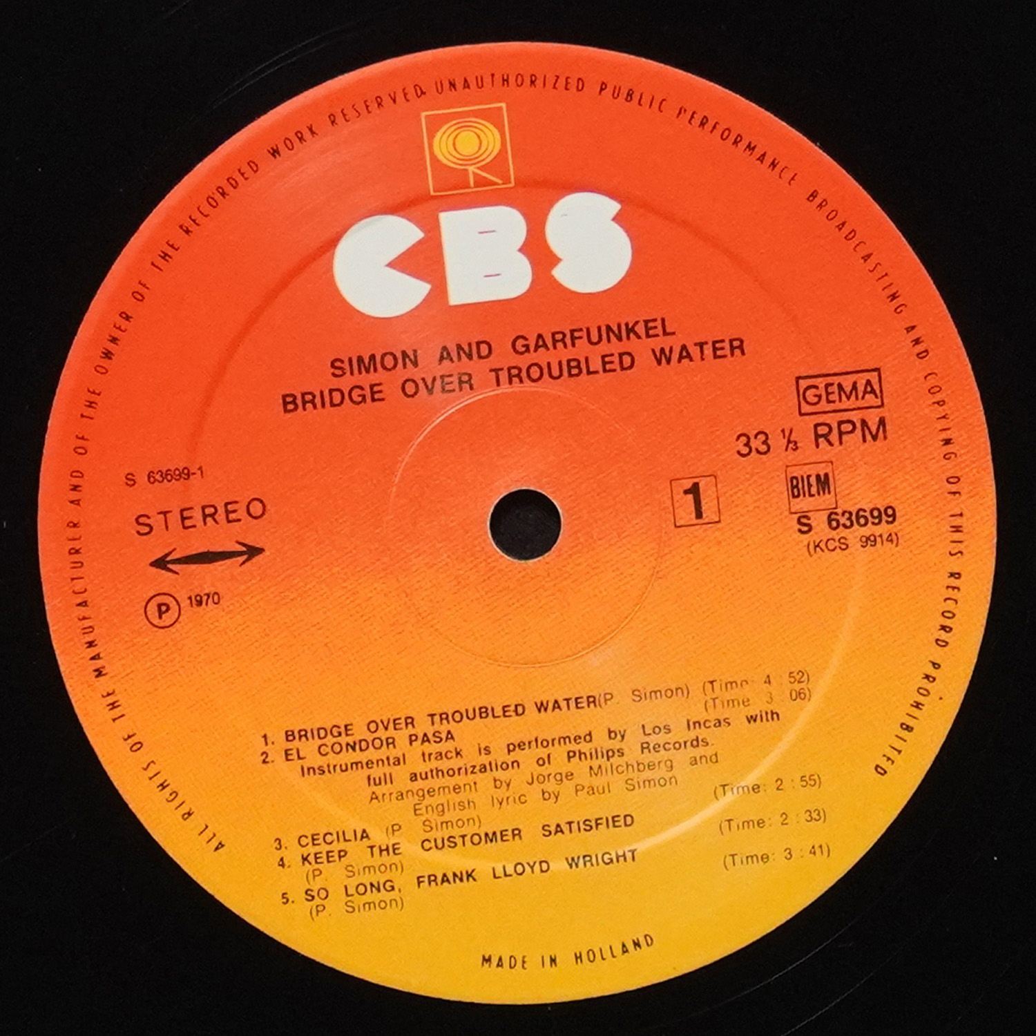 LP Simon & Garfunkel — Bridge Over Troubled Water фото 3
