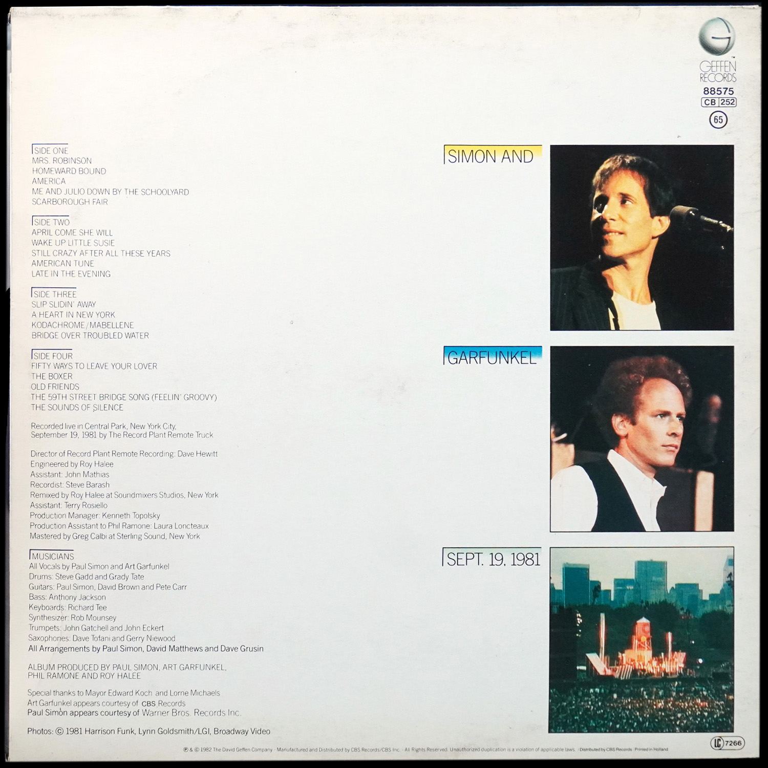 LP Simon & Garfunkel — Concert In Central Park (2LP,  + буклет) фото 2